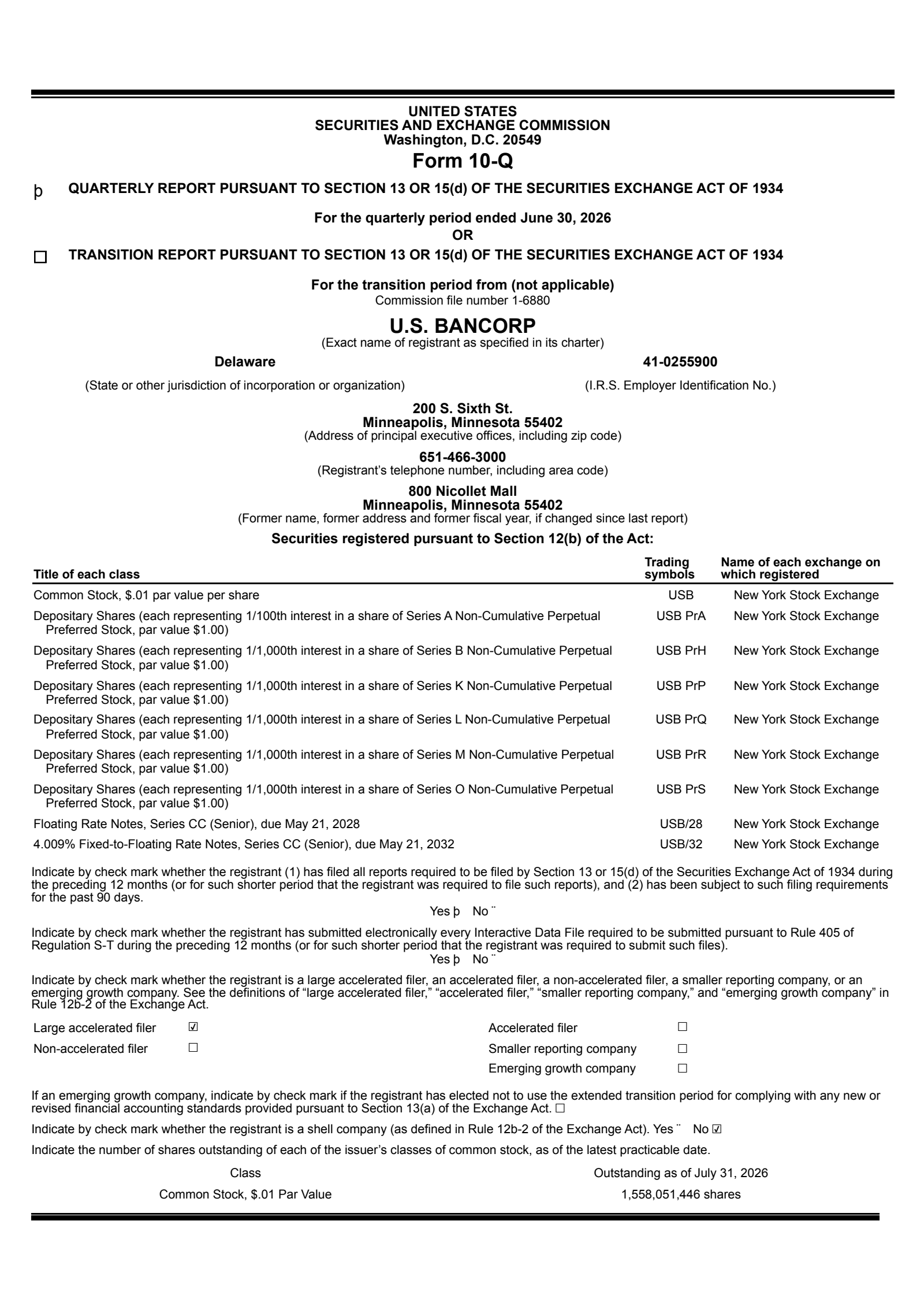 U.S. Bancorp's Q2 2026 Quarterly report