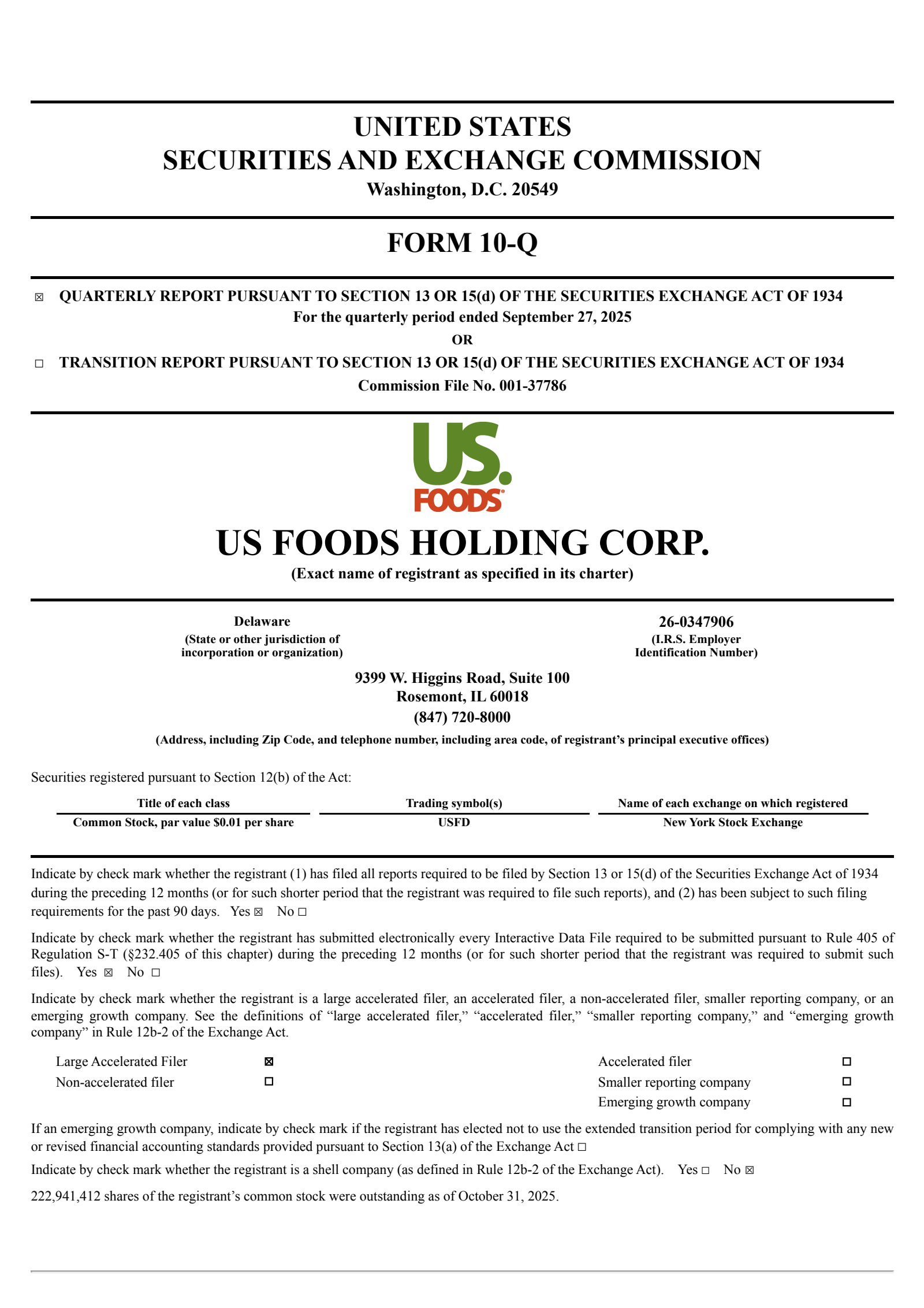 US Foods' Q3 2025 Quarterly Report
