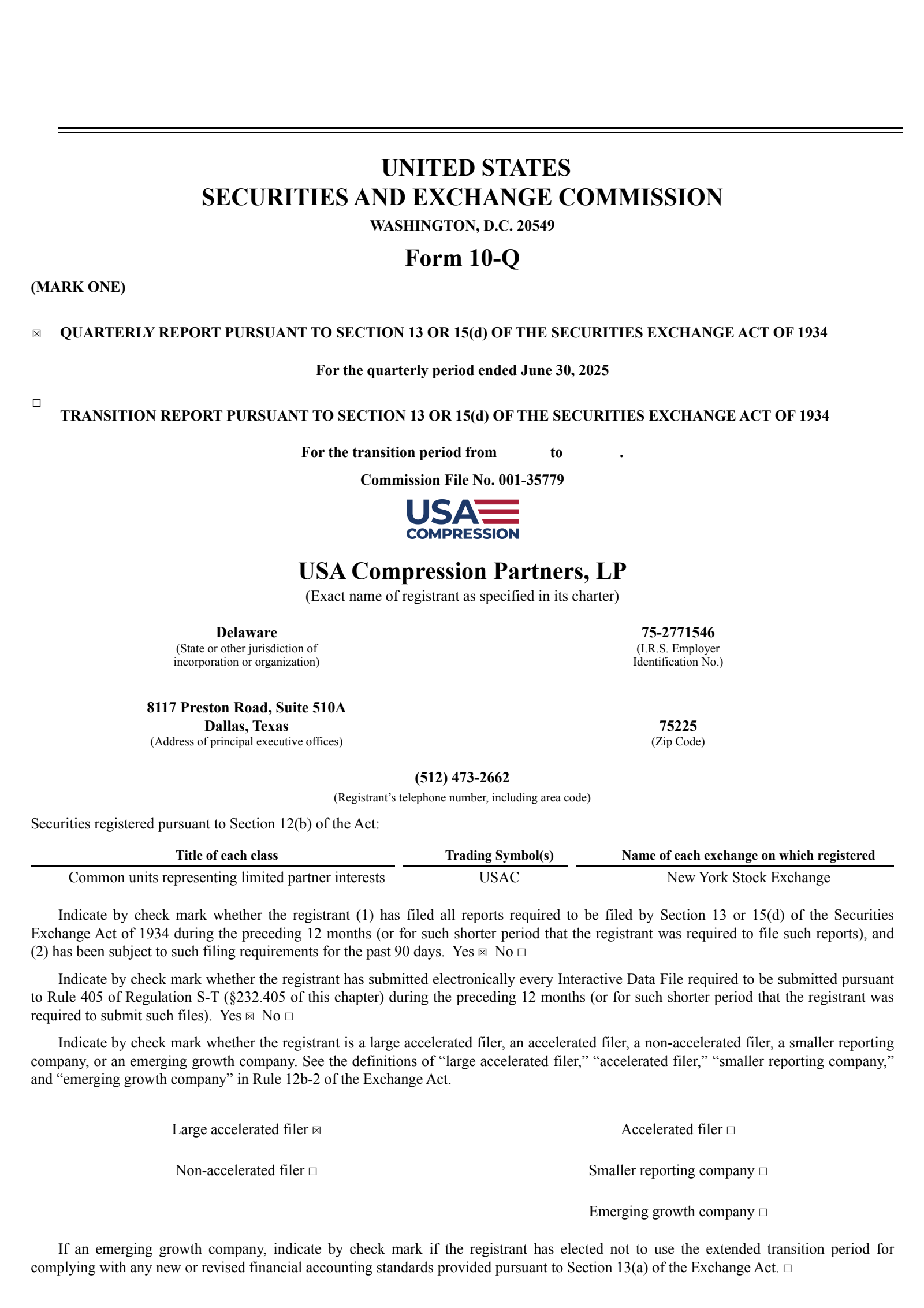USA Compression Partners' Q2 2025 Quarterly report