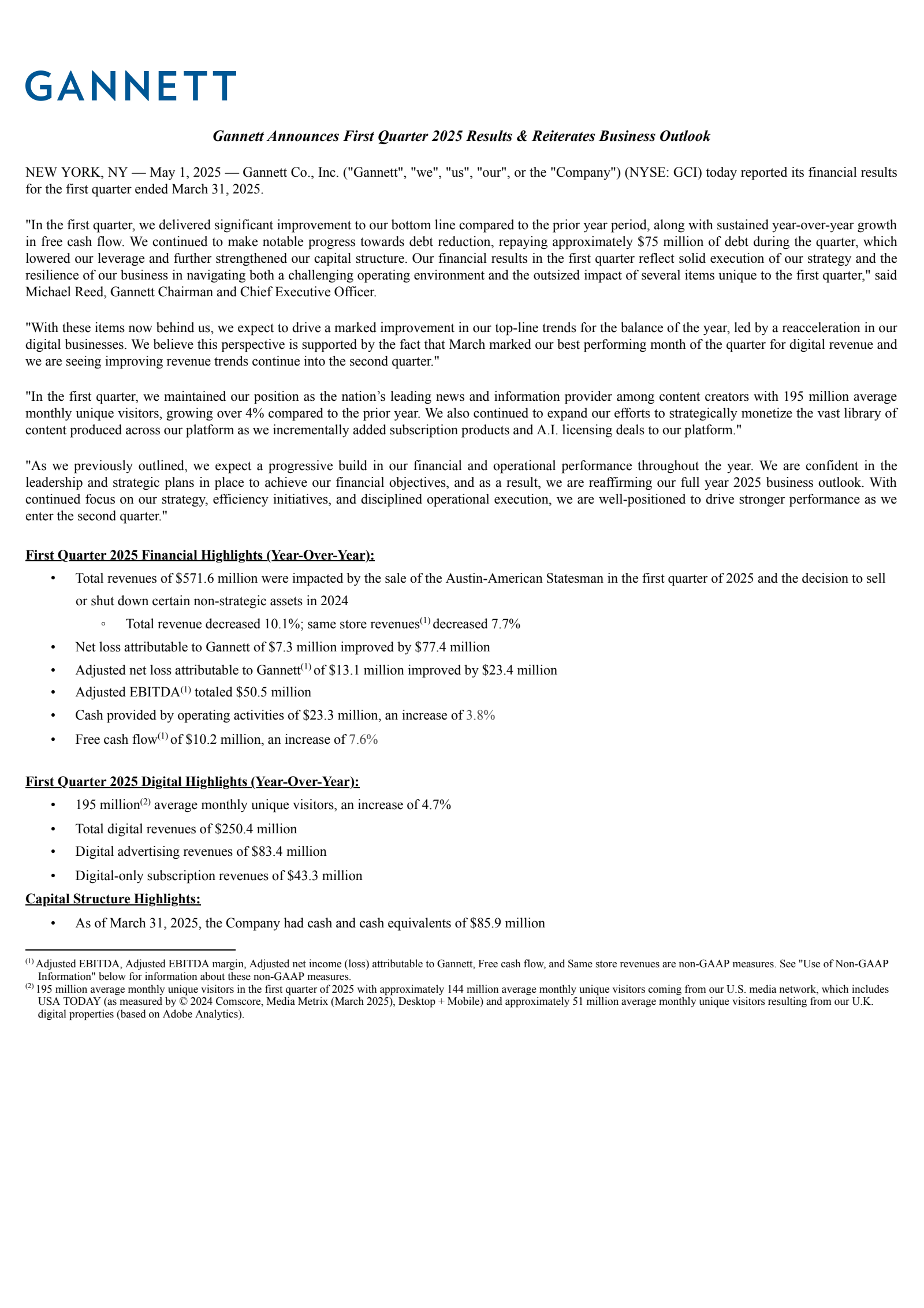 USA Today's Q1 2025 Press Release