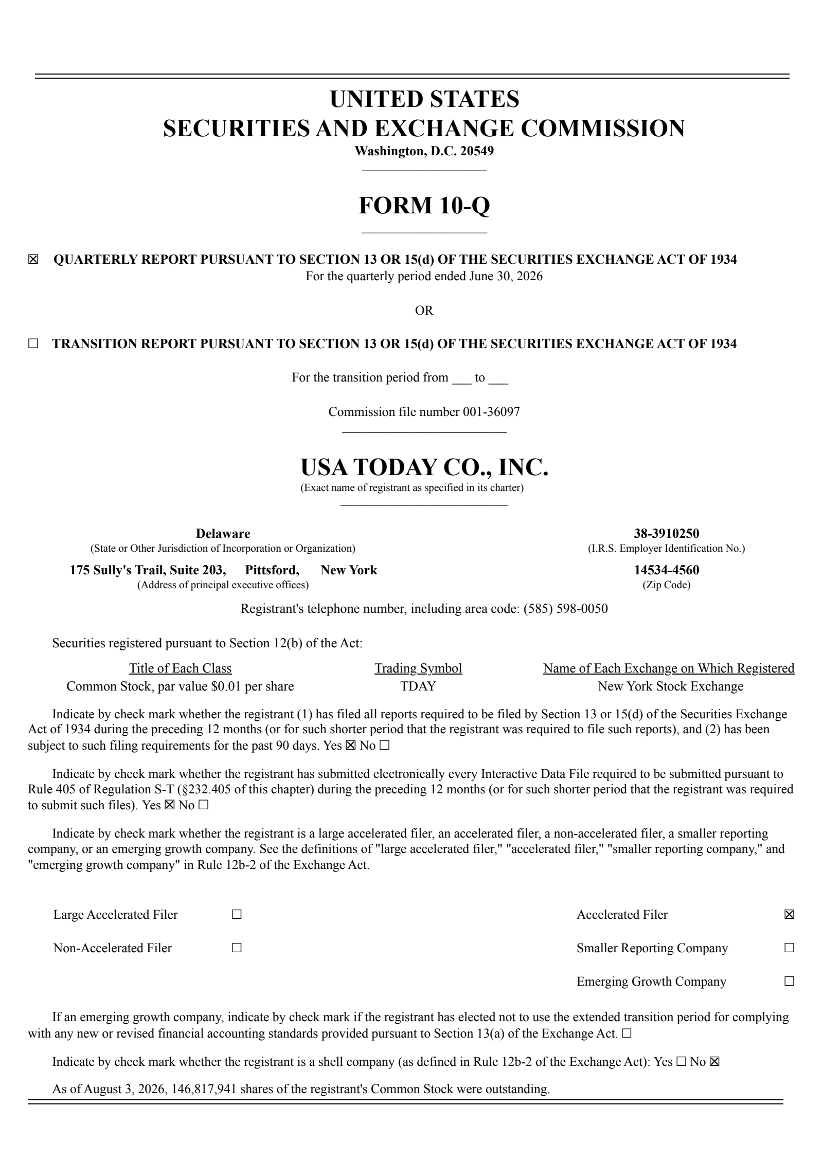 USA Today's Q2 2026 Quarterly report