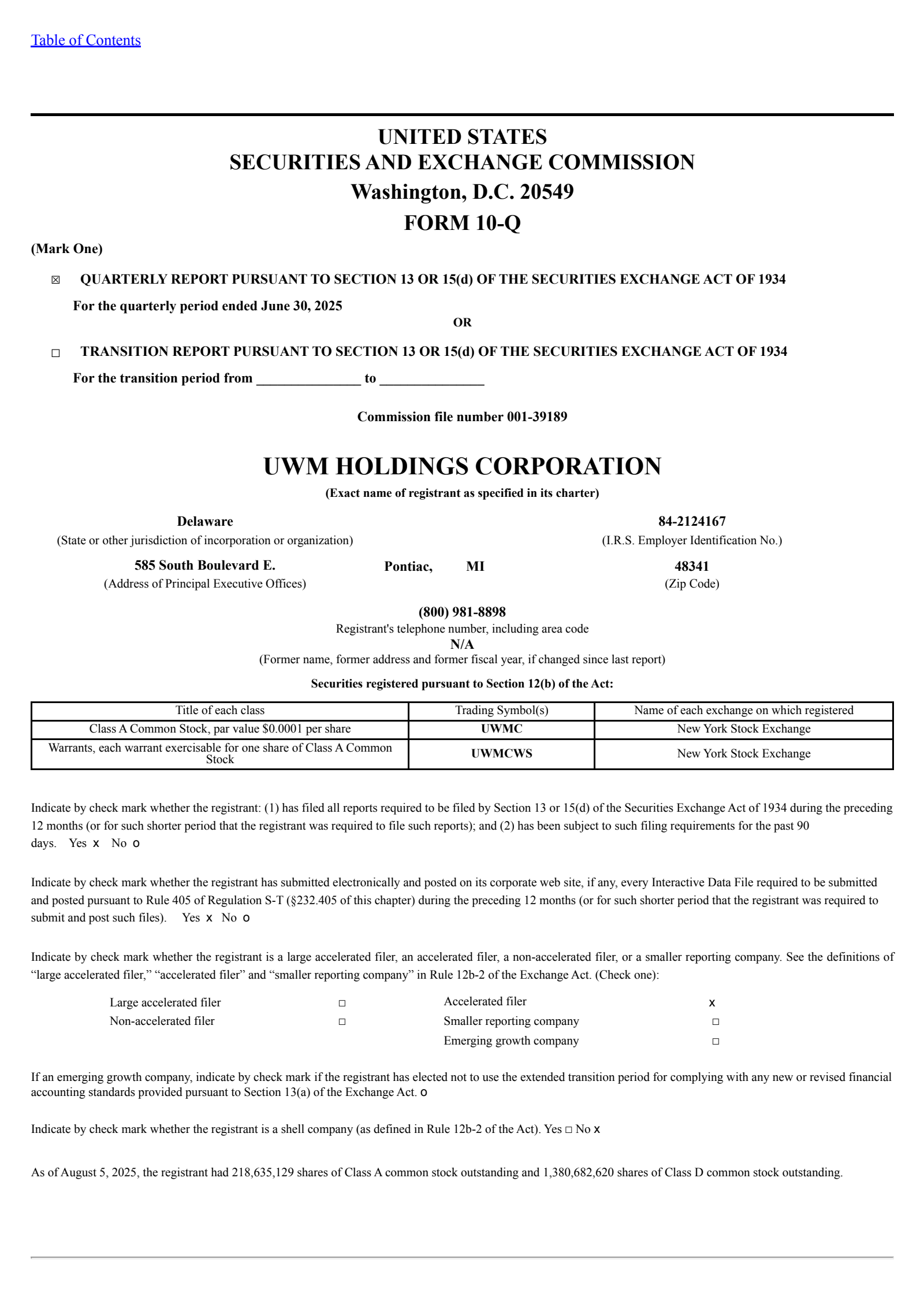 UWM's Q2 2025 Quarterly report
