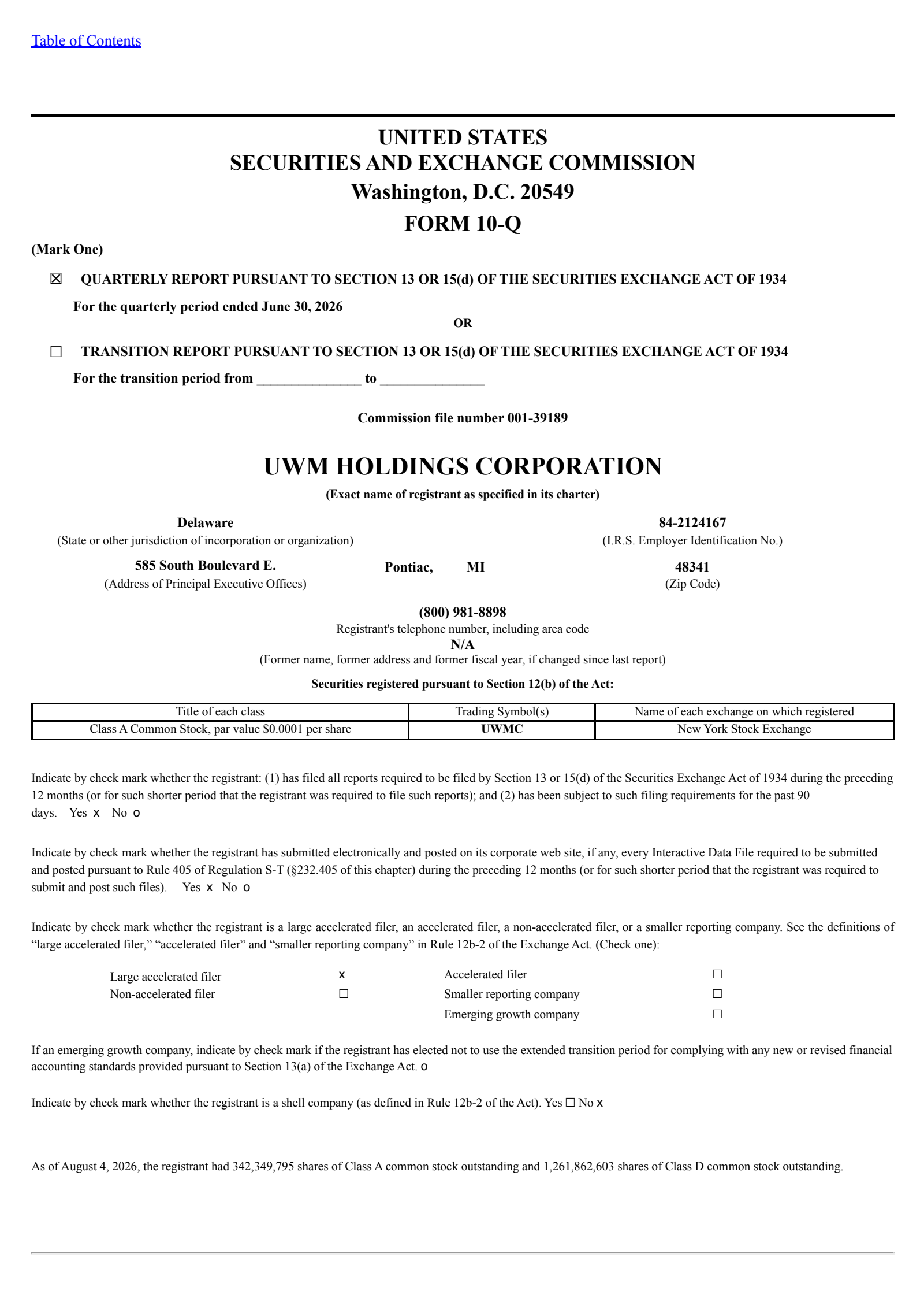 UWM's Q2 2026 Quarterly report
