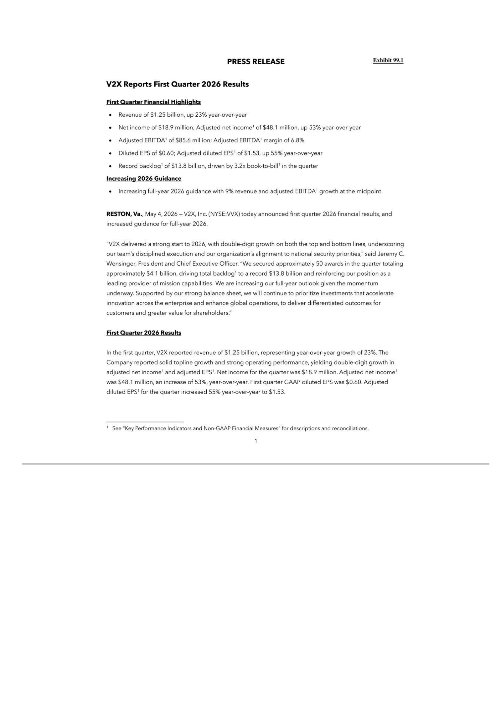 V2X's Q1 2026 Press Release