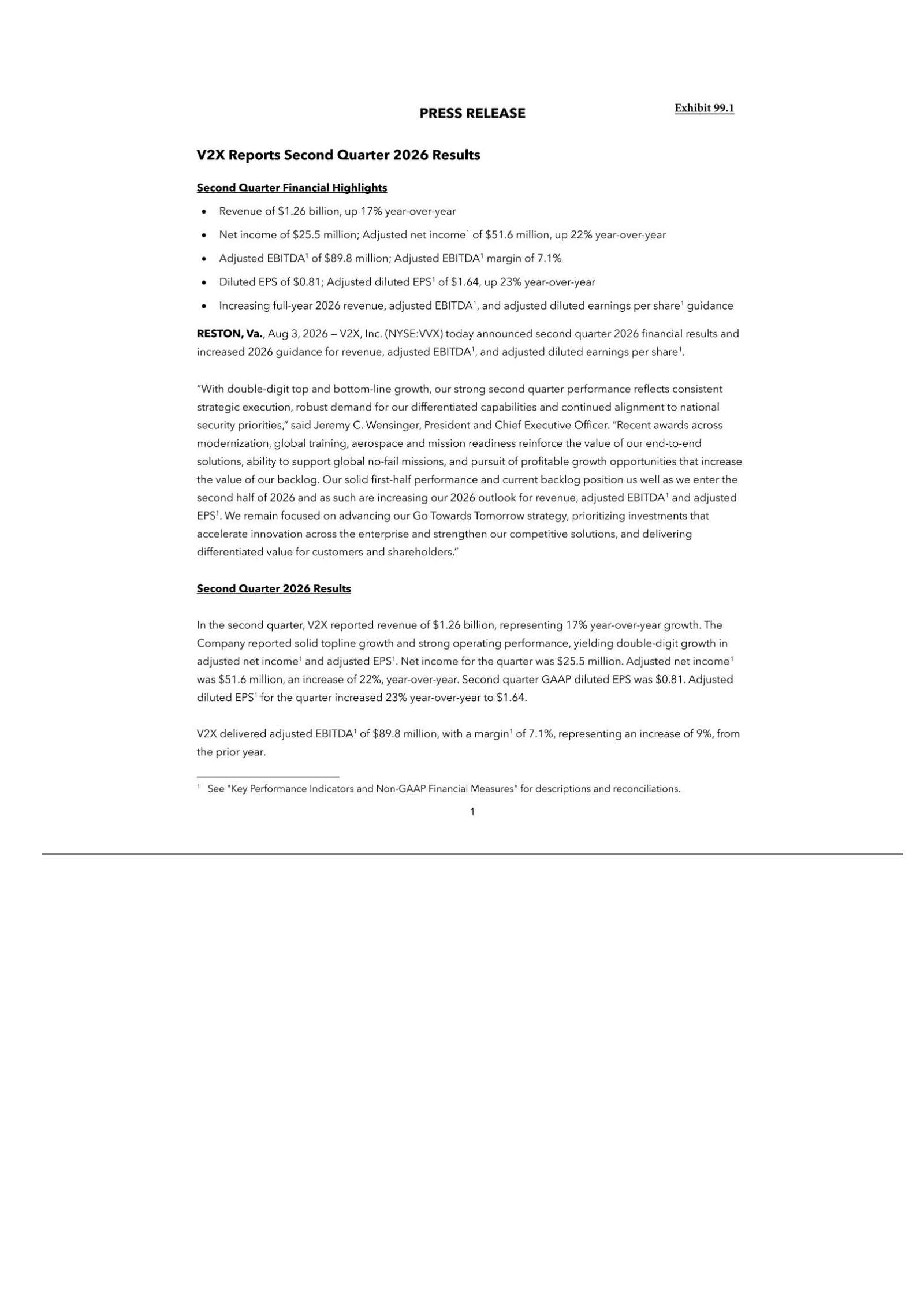 V2X's Q2 2026 Press Release
