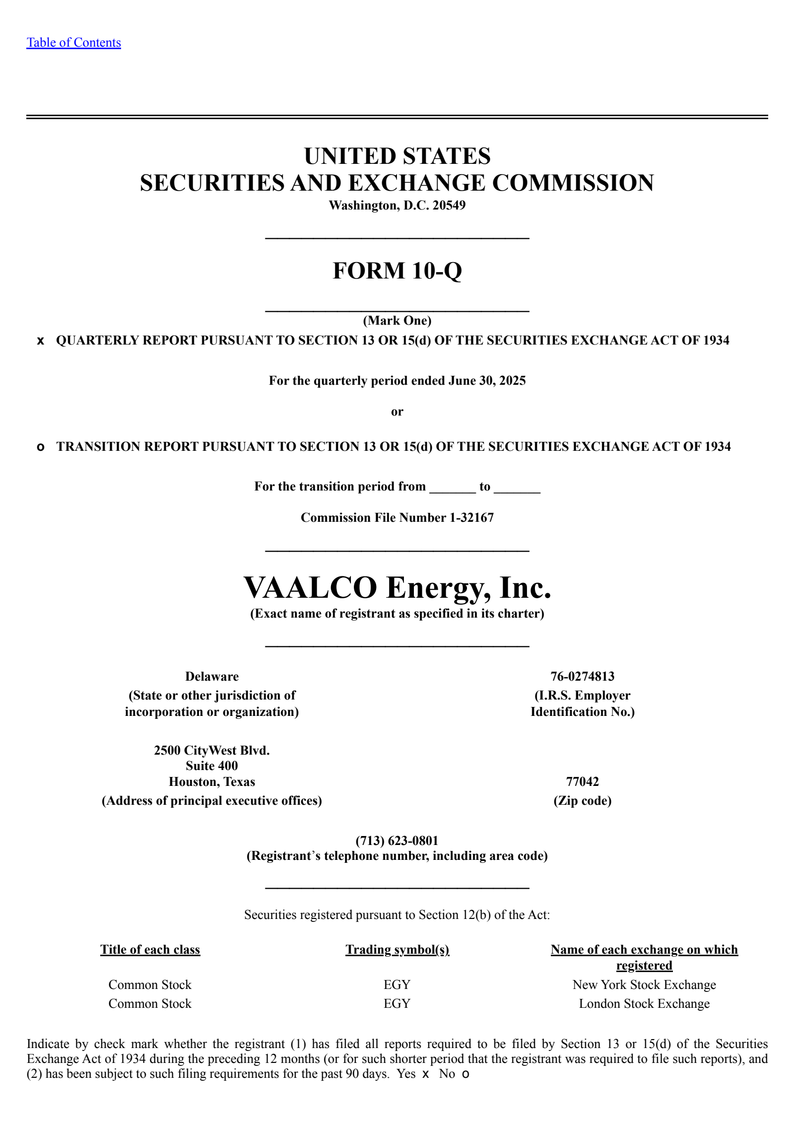 Vaalco Energy's Q2 2025 Quarterly report