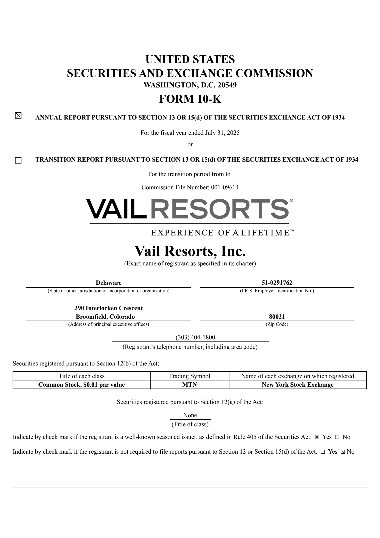 Vail Resorts' Q4 2025 Annual Report