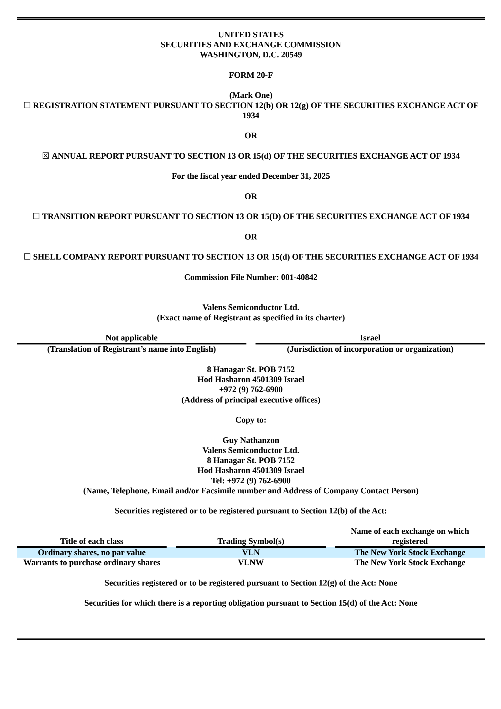 Valens Semiconductor's Q4 2025 Annual report