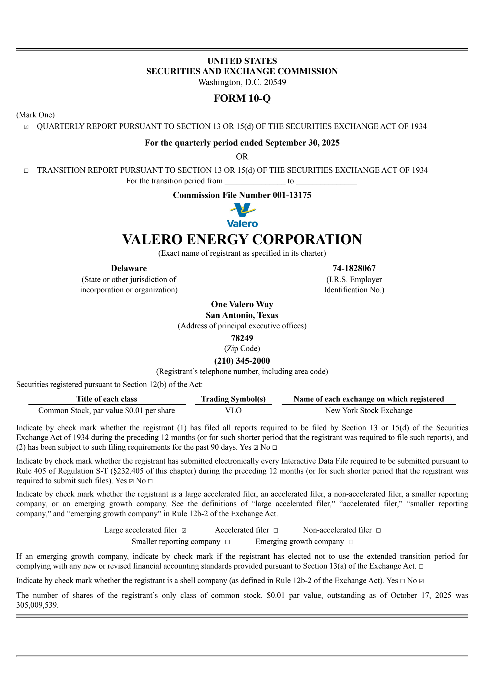 Valero Energy's Q3 2025 Quarterly Report