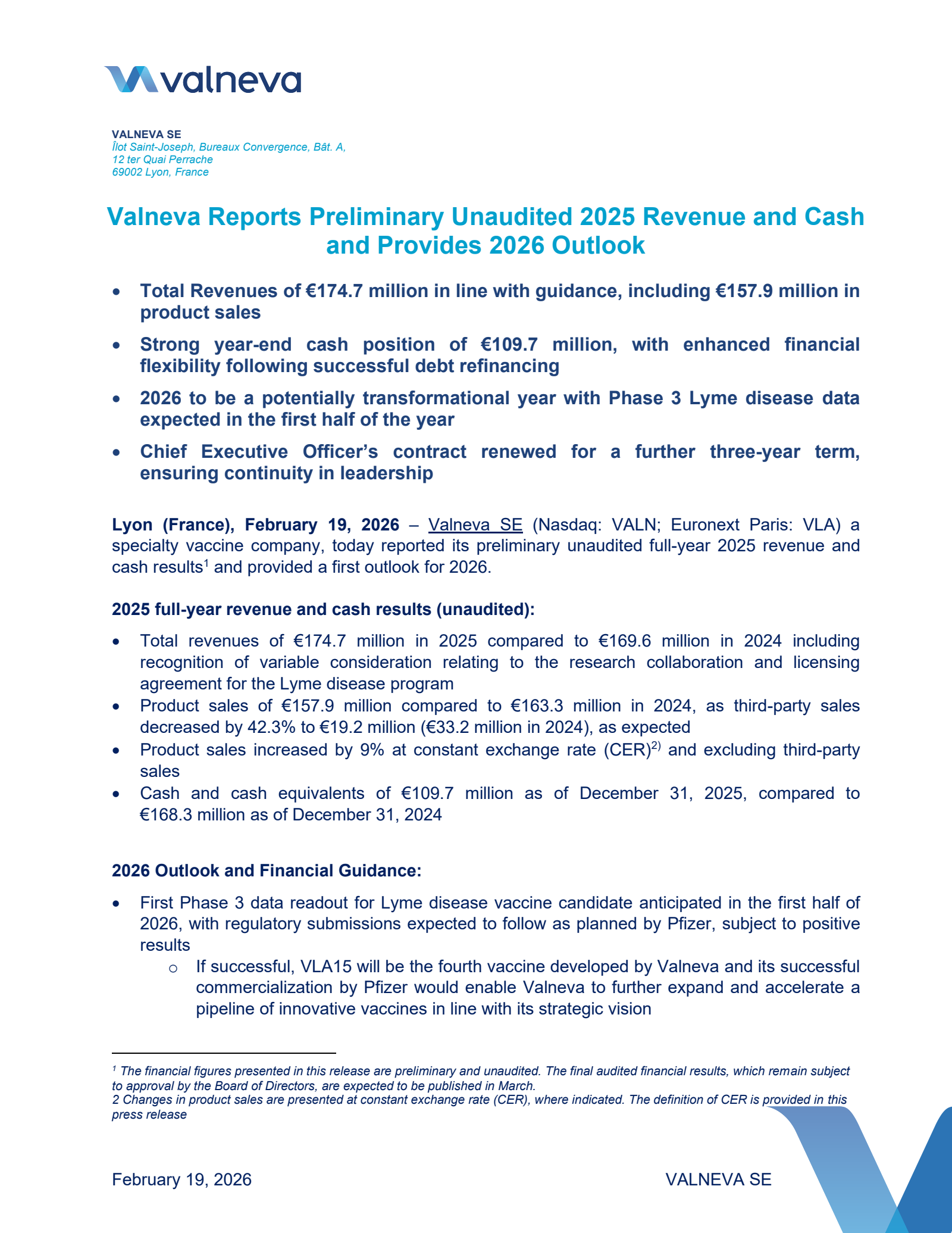 Valneva's Q4 2025 TU Press Release