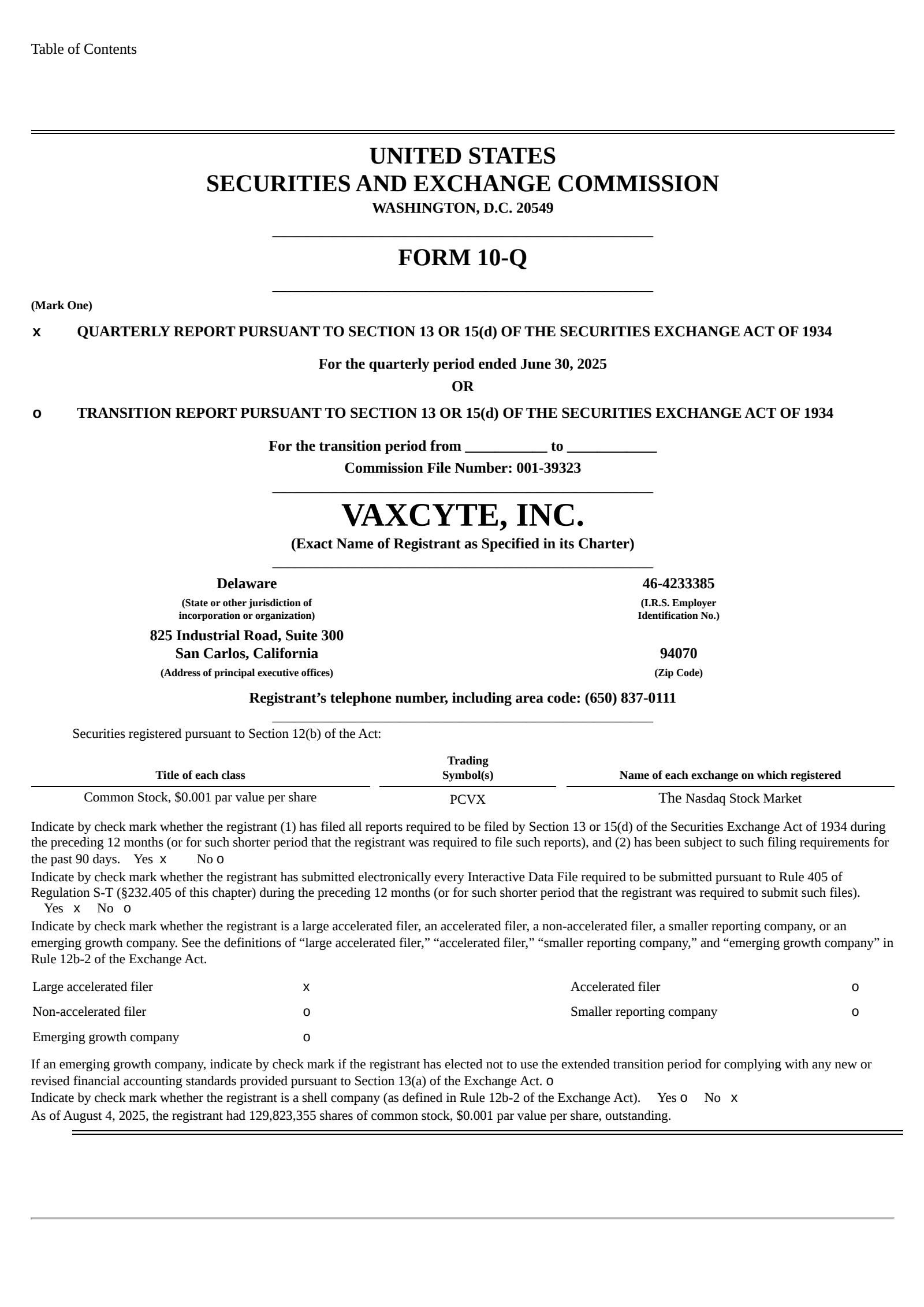 Vaxcyte's Q2 2025 Quarterly report