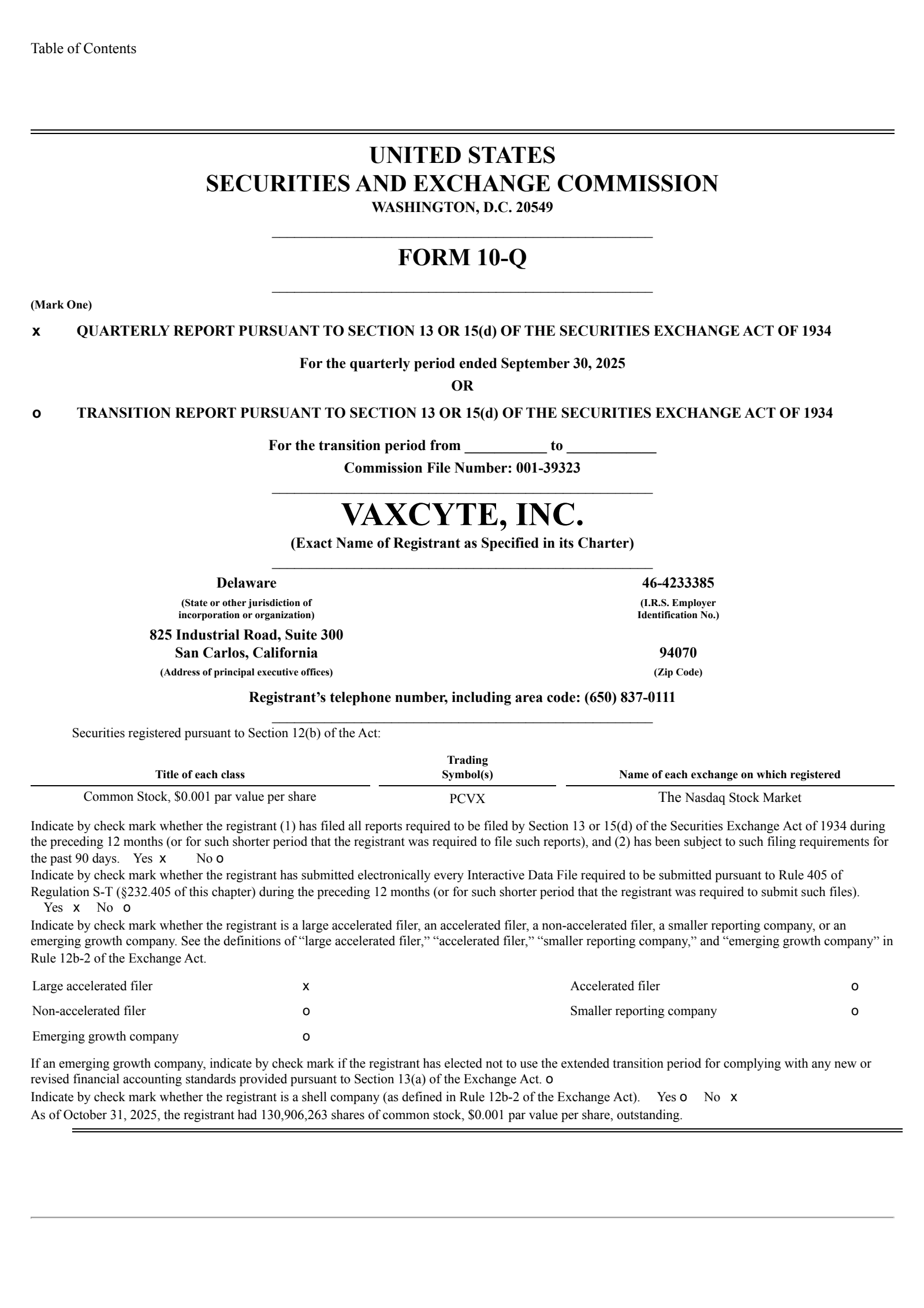 Vaxcyte's Q3 2025 Quarterly Report