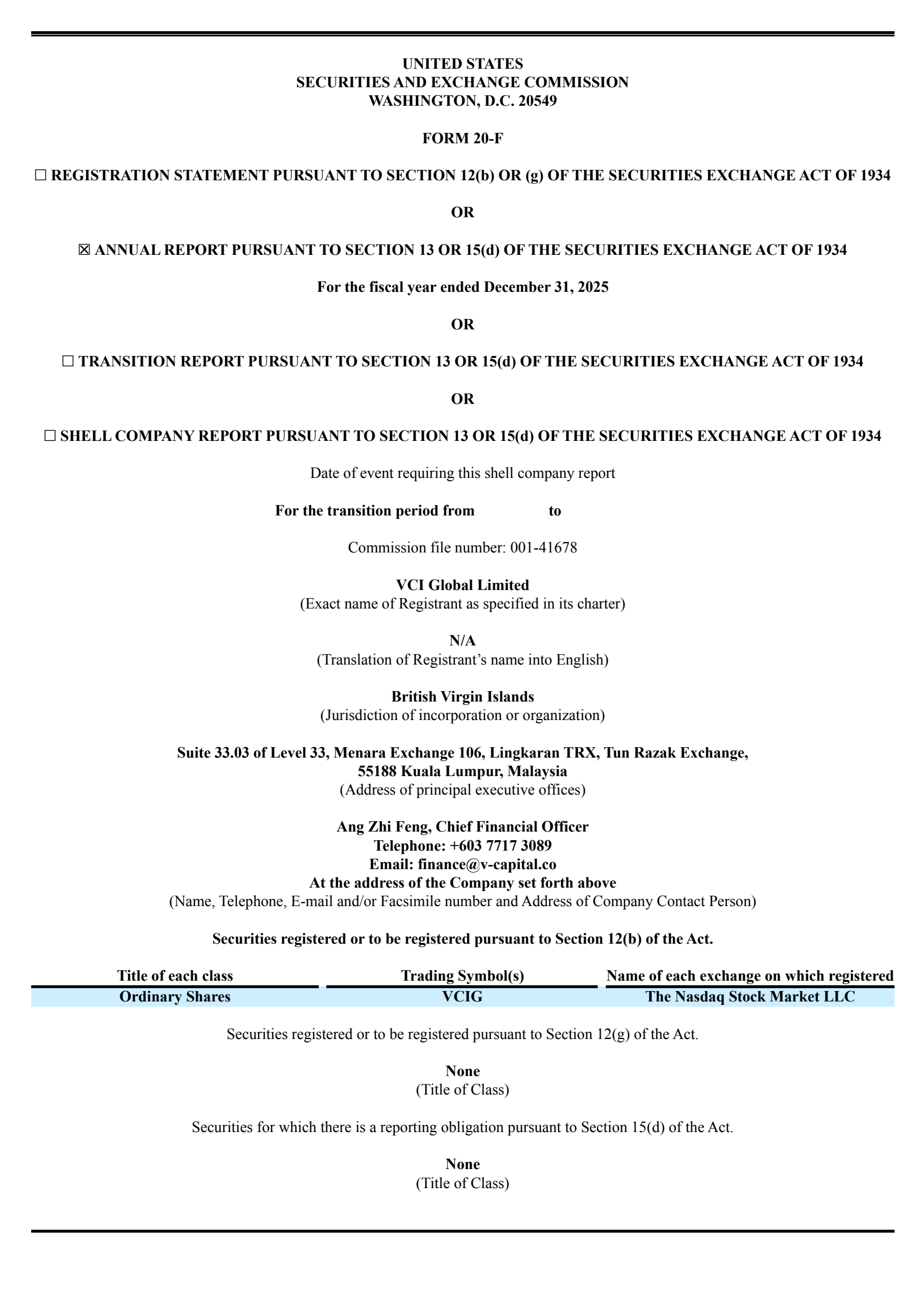 VCI Global's H2 2025 Annual report