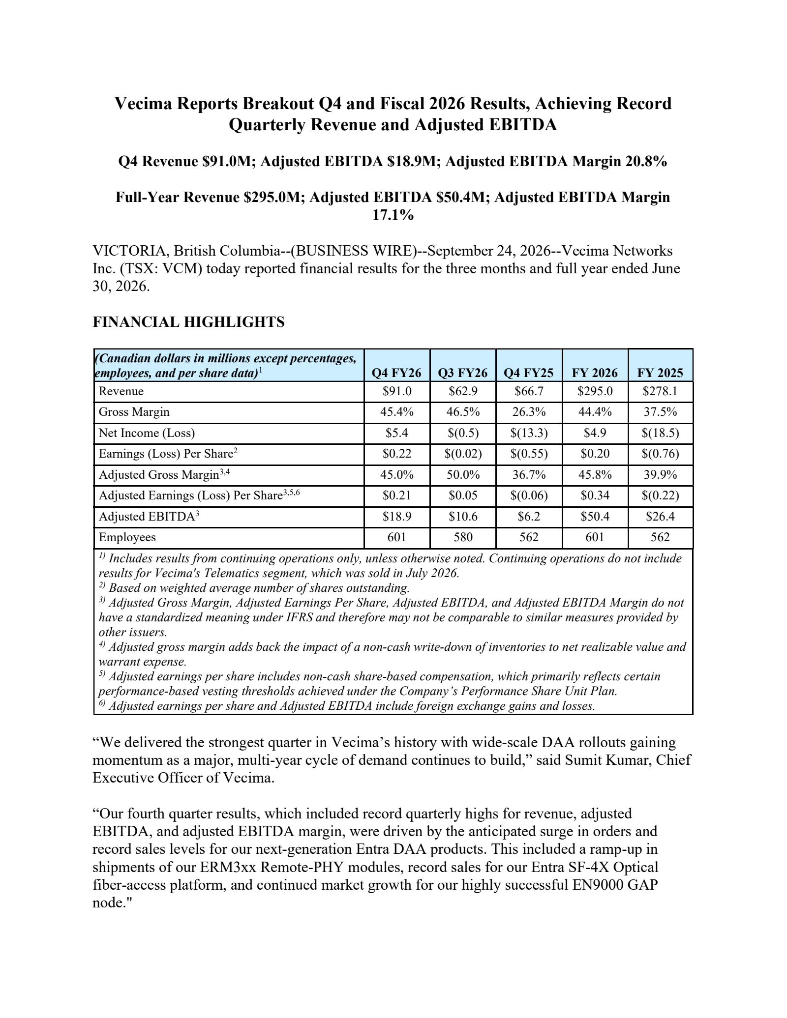 Vecima Networks (VCM) Q4 2026 Earnings Results & Call Transcript