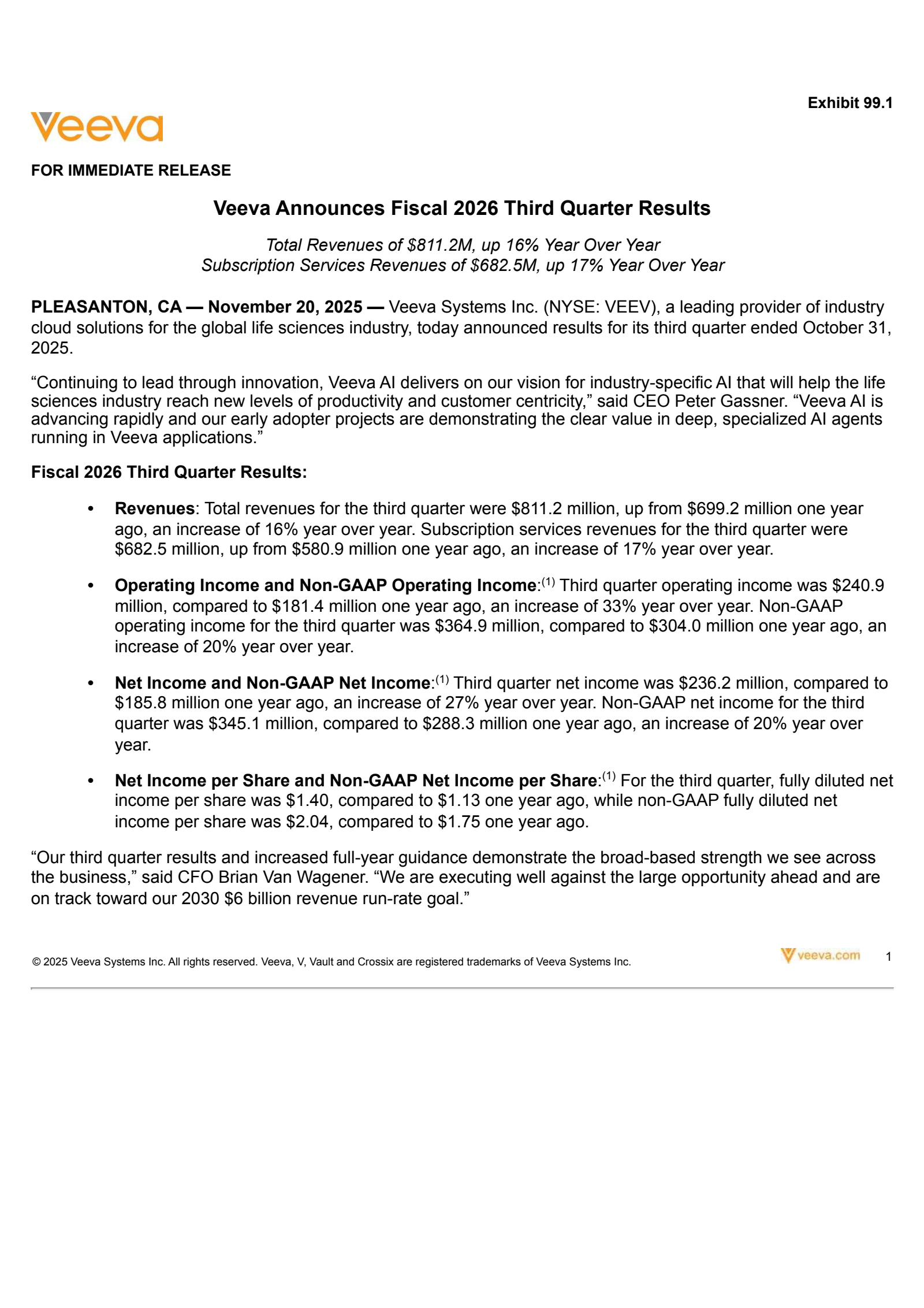 Veeva Systems' Q3 2026 Earnings Release