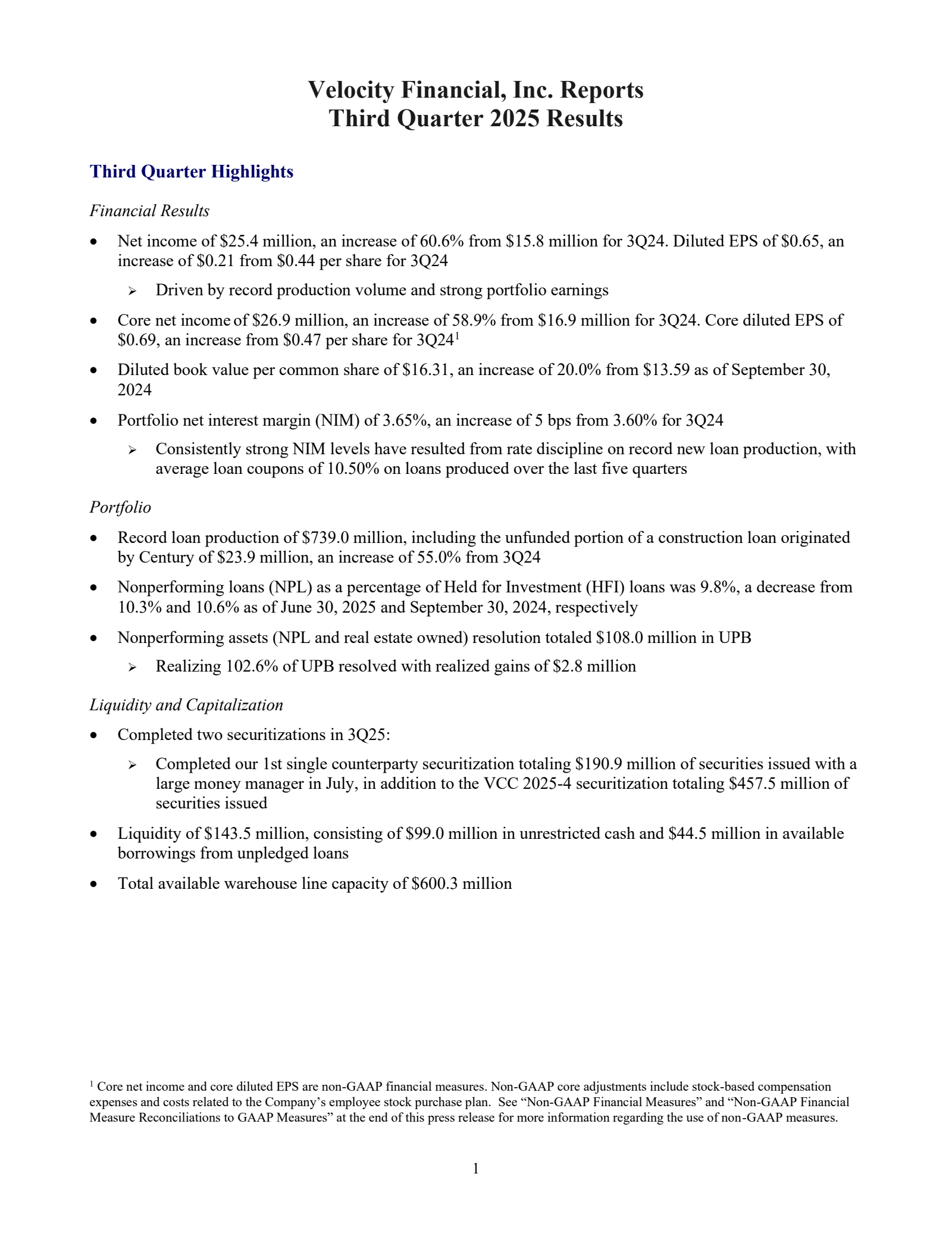 Velocity Financial's Q3 2025 Earnings Release