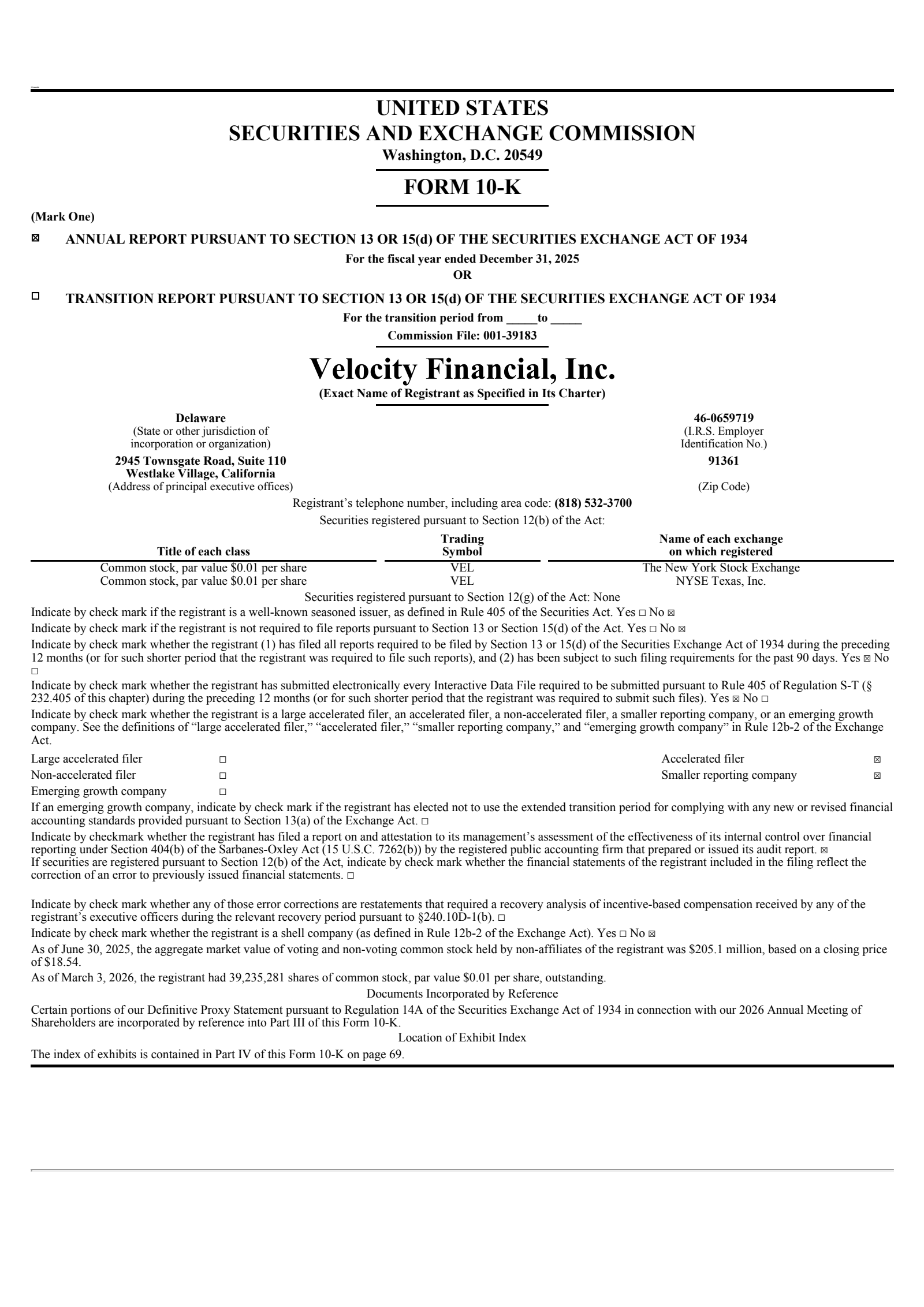 Velocity Financial's Q4 2025 Annual report