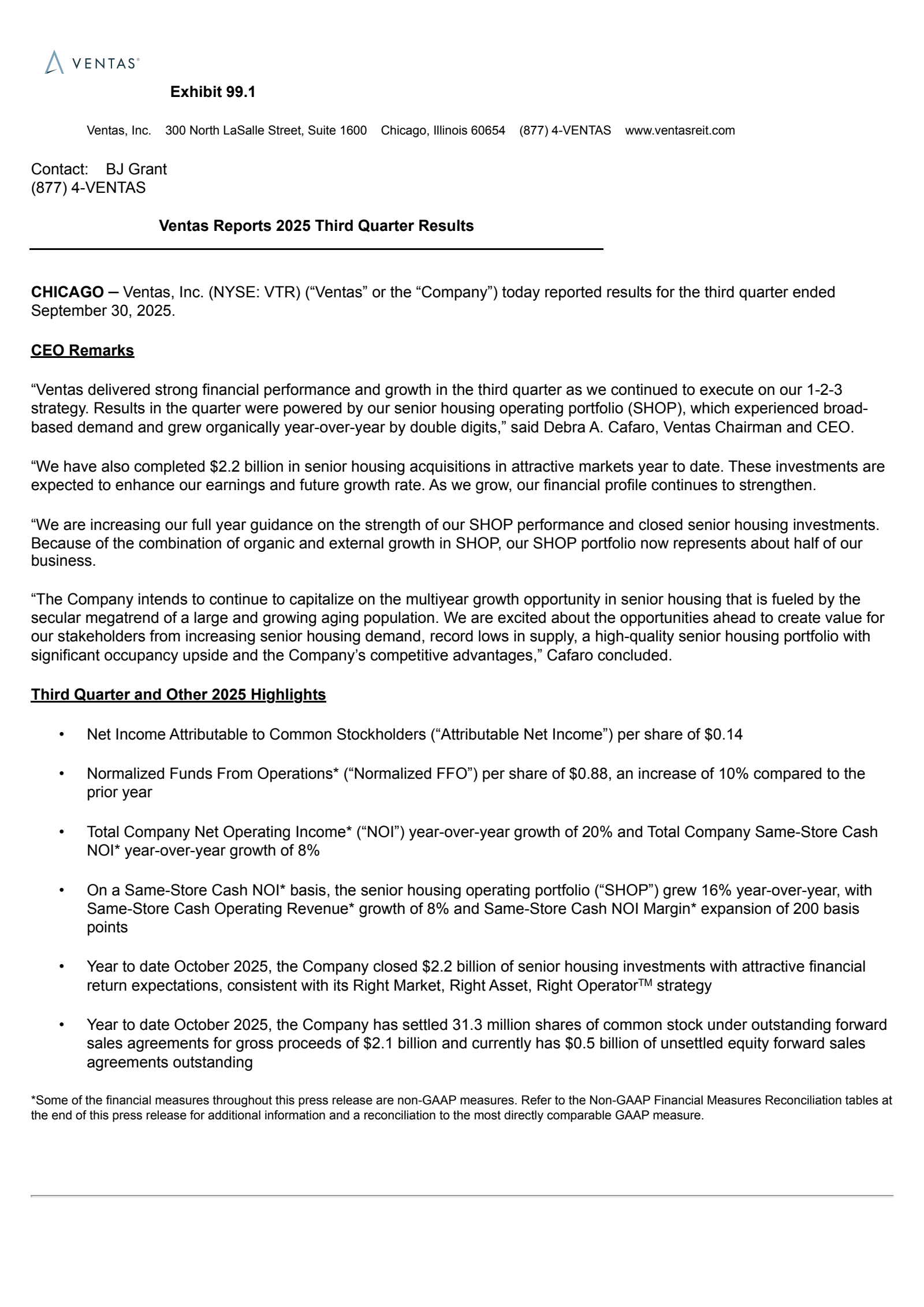 Ventas' Q3 2025 Earnings Release