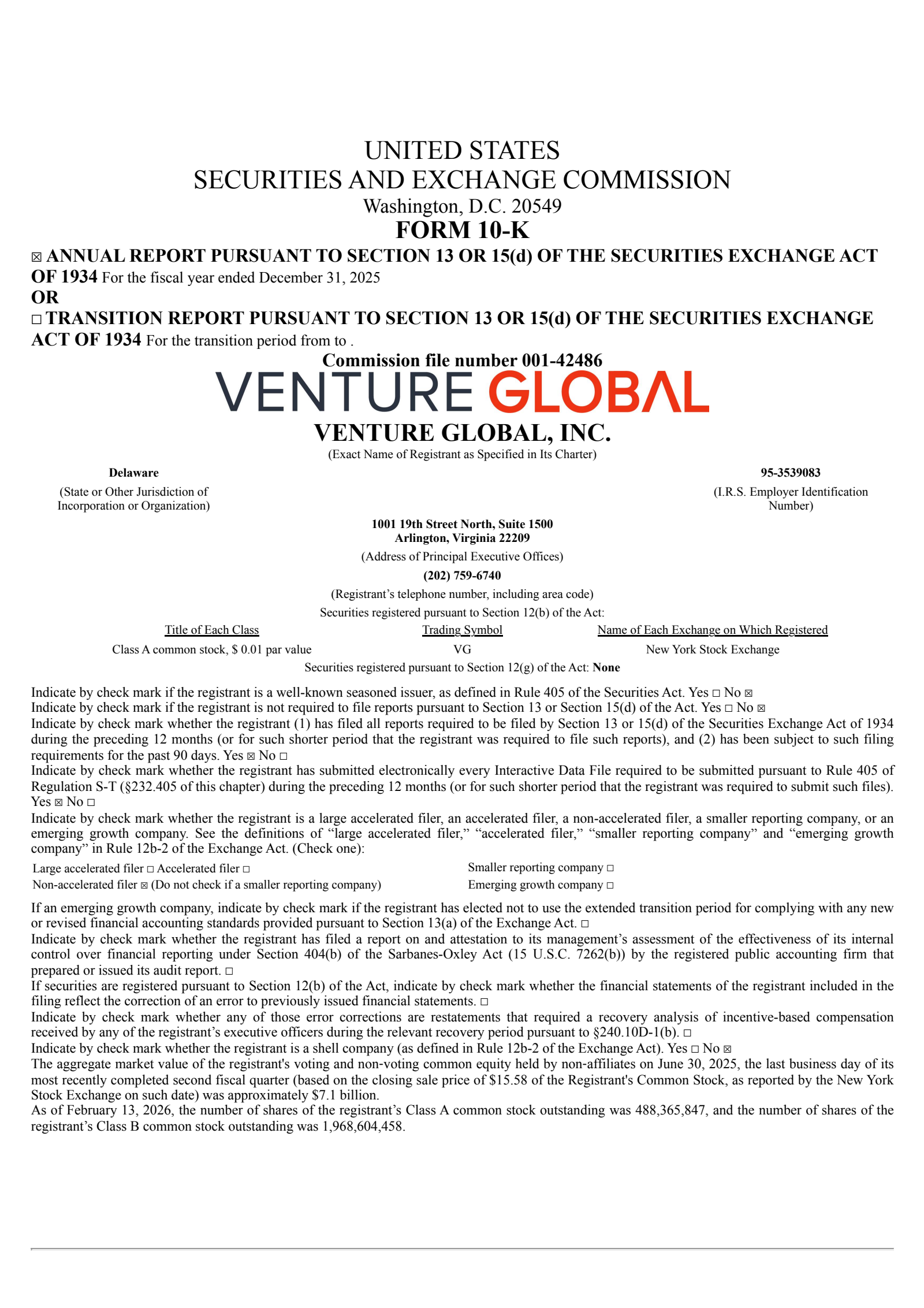 Venture Global's Q4 2025 Annual report