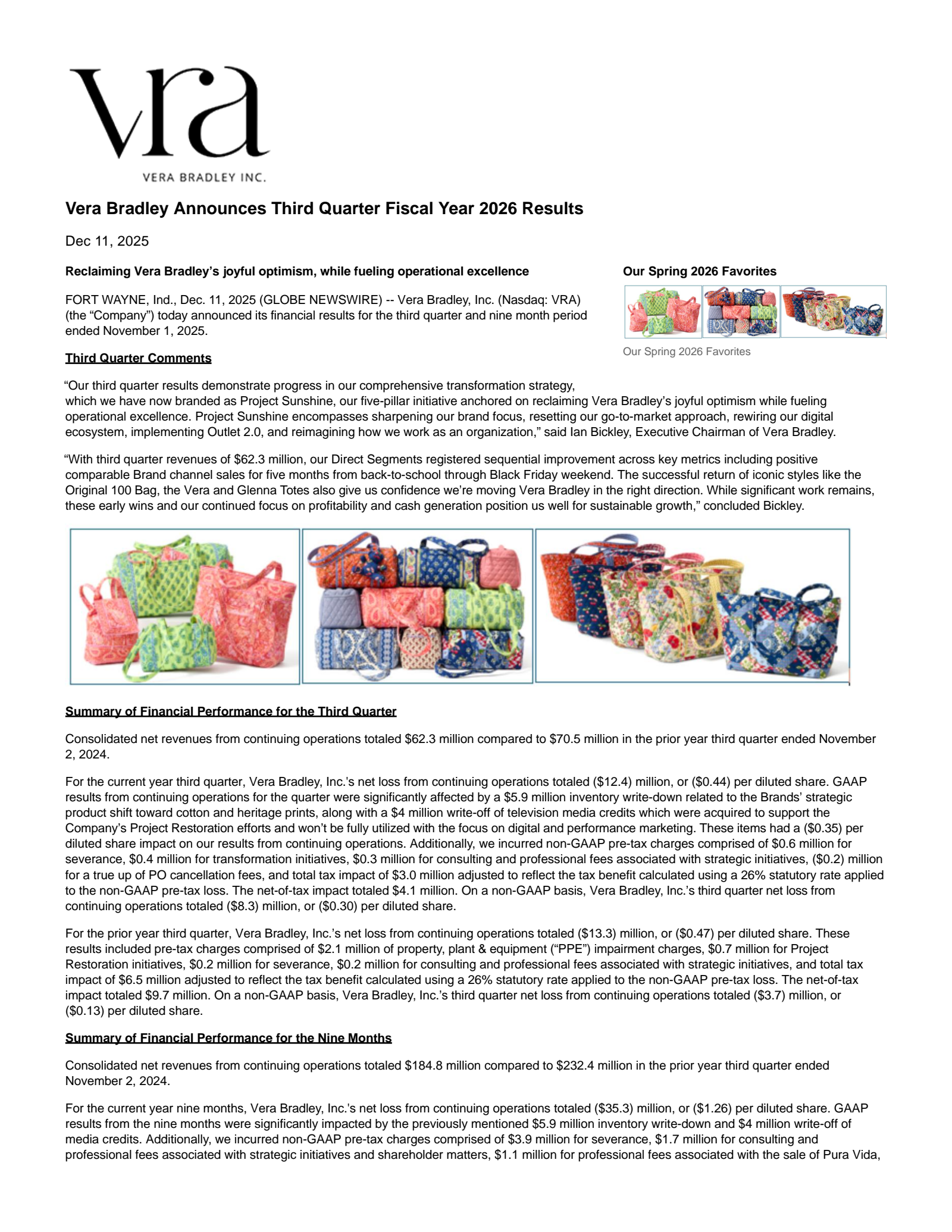 VRA Q3 2026 Earnings Report on 12/11/2025