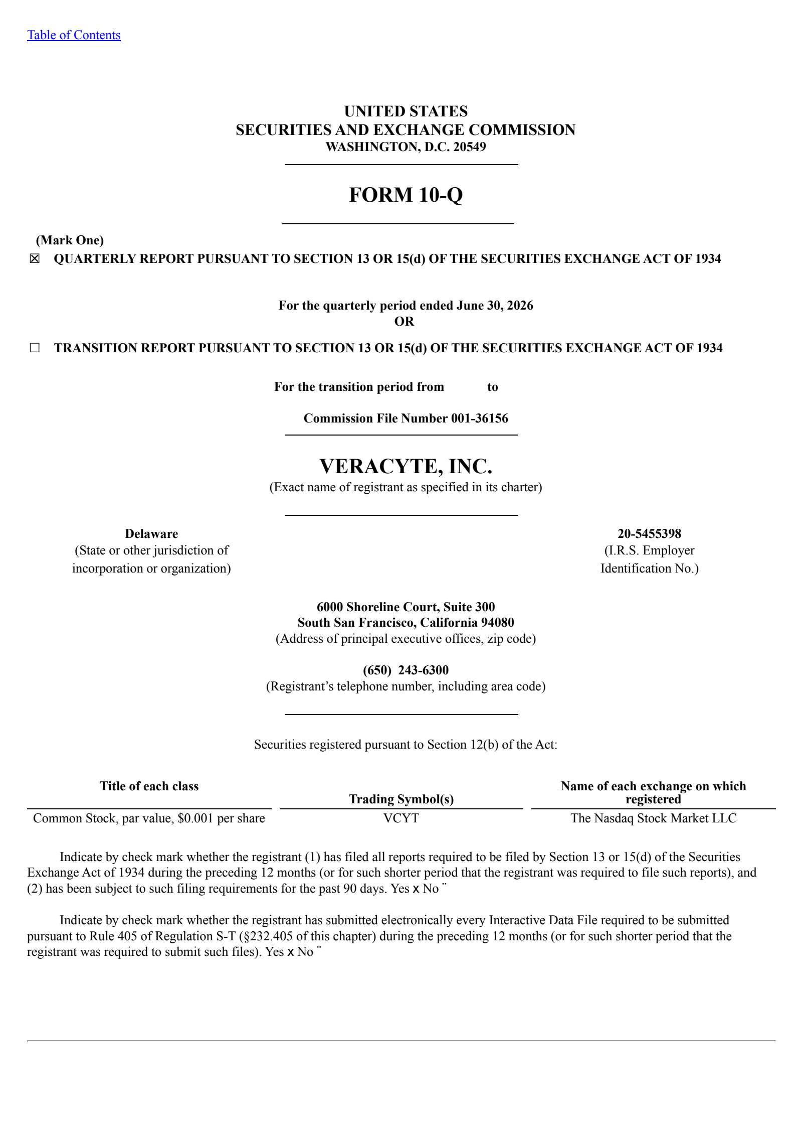 Veracyte's Q2 2026 Quarterly report