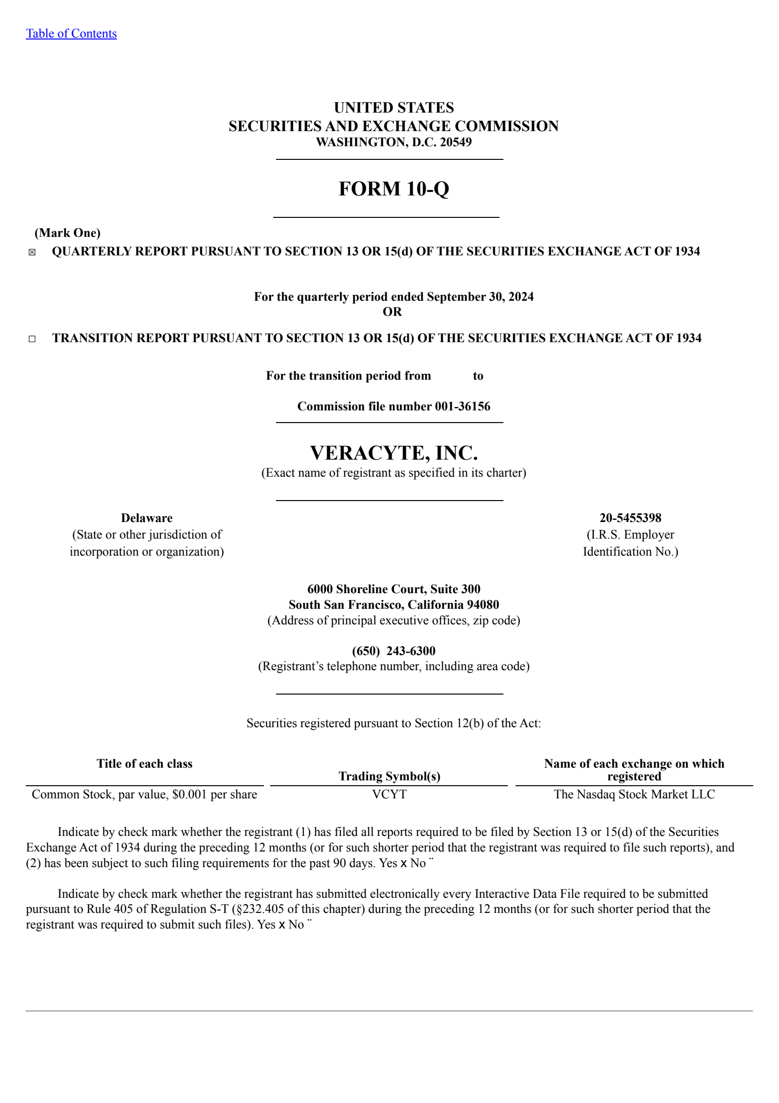 Veracyte's Q3 2024 Quarterly report