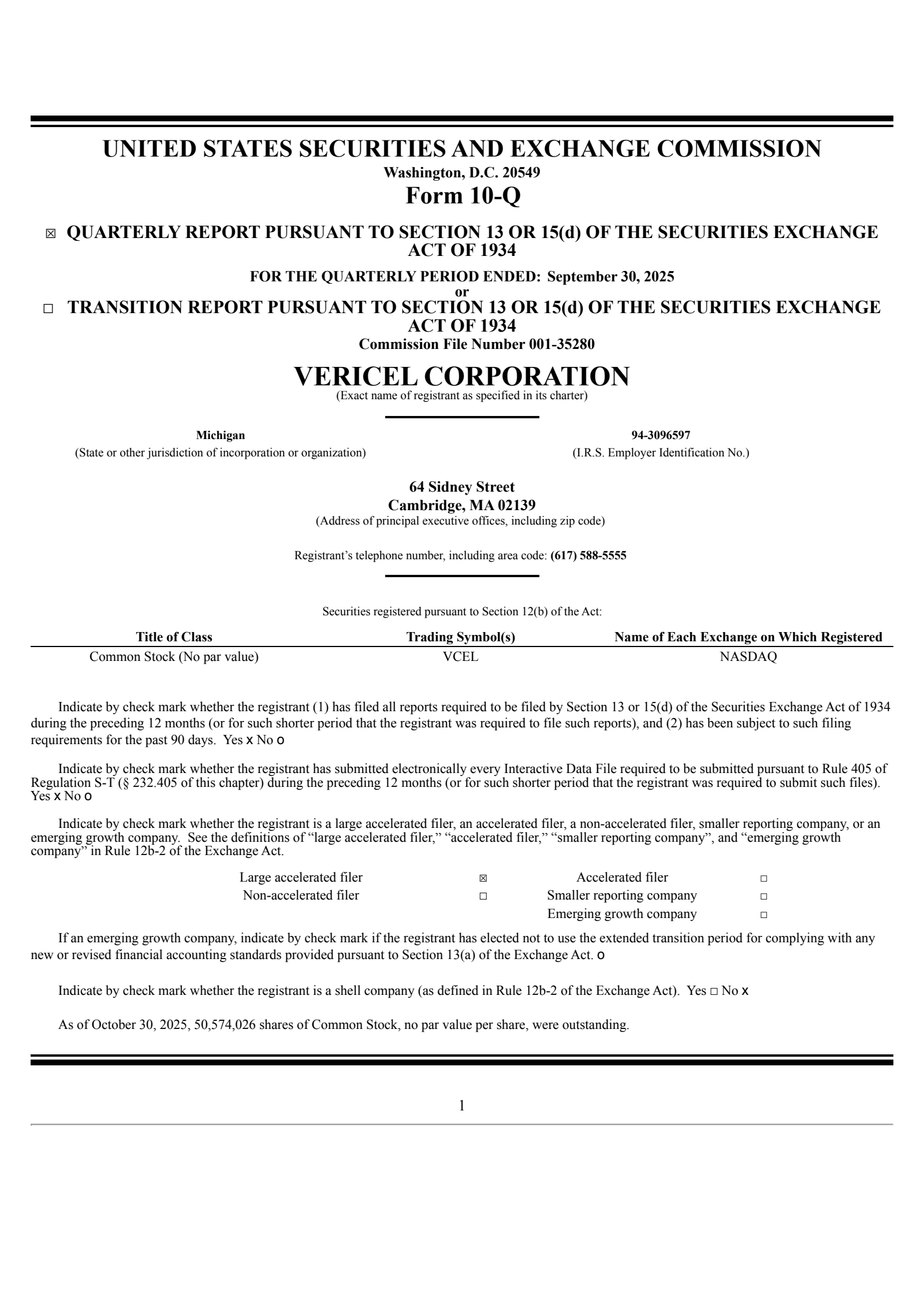 Vericel's Q3 2025 Quarterly Report