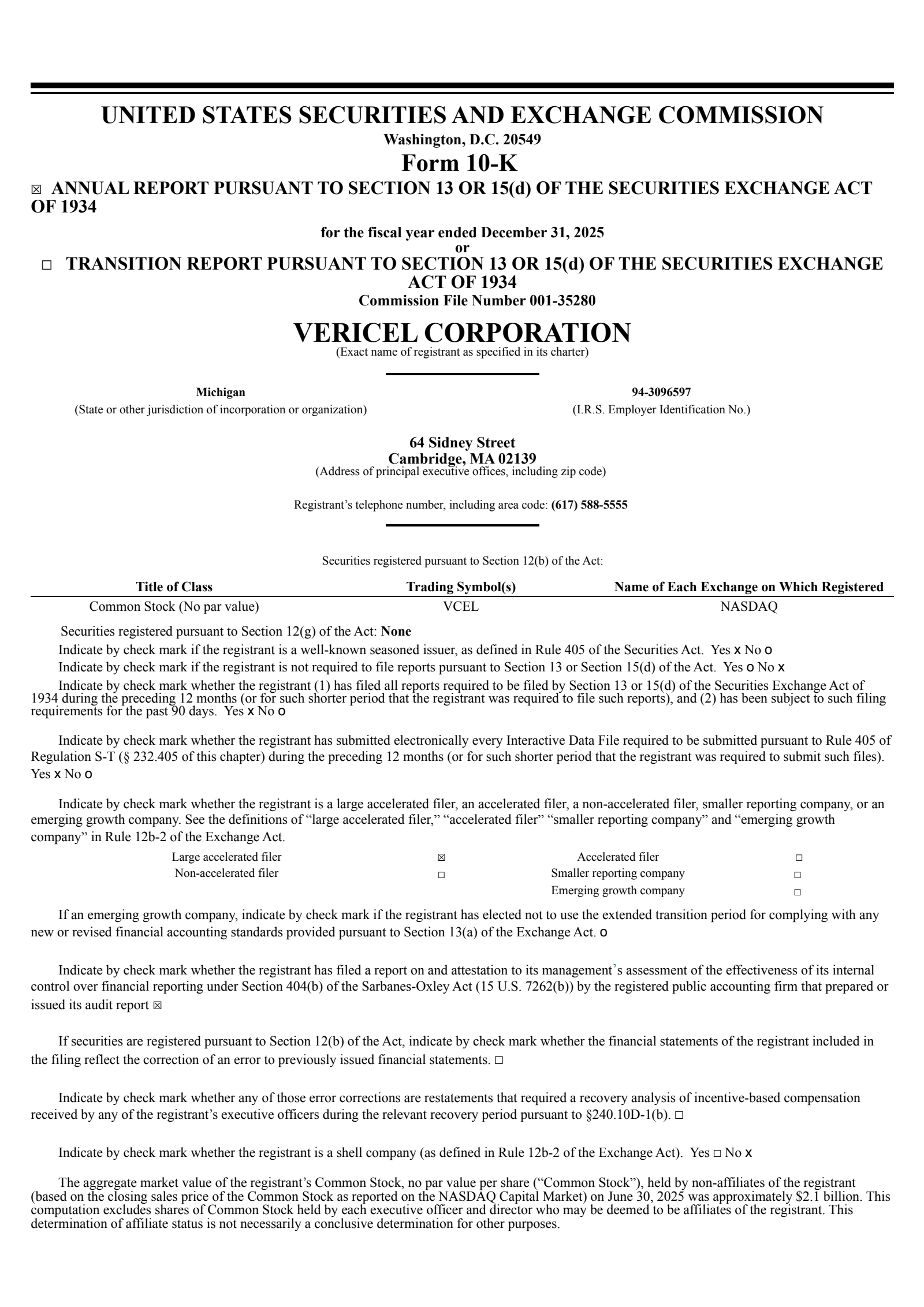 Vericel's Q4 2025 Annual report