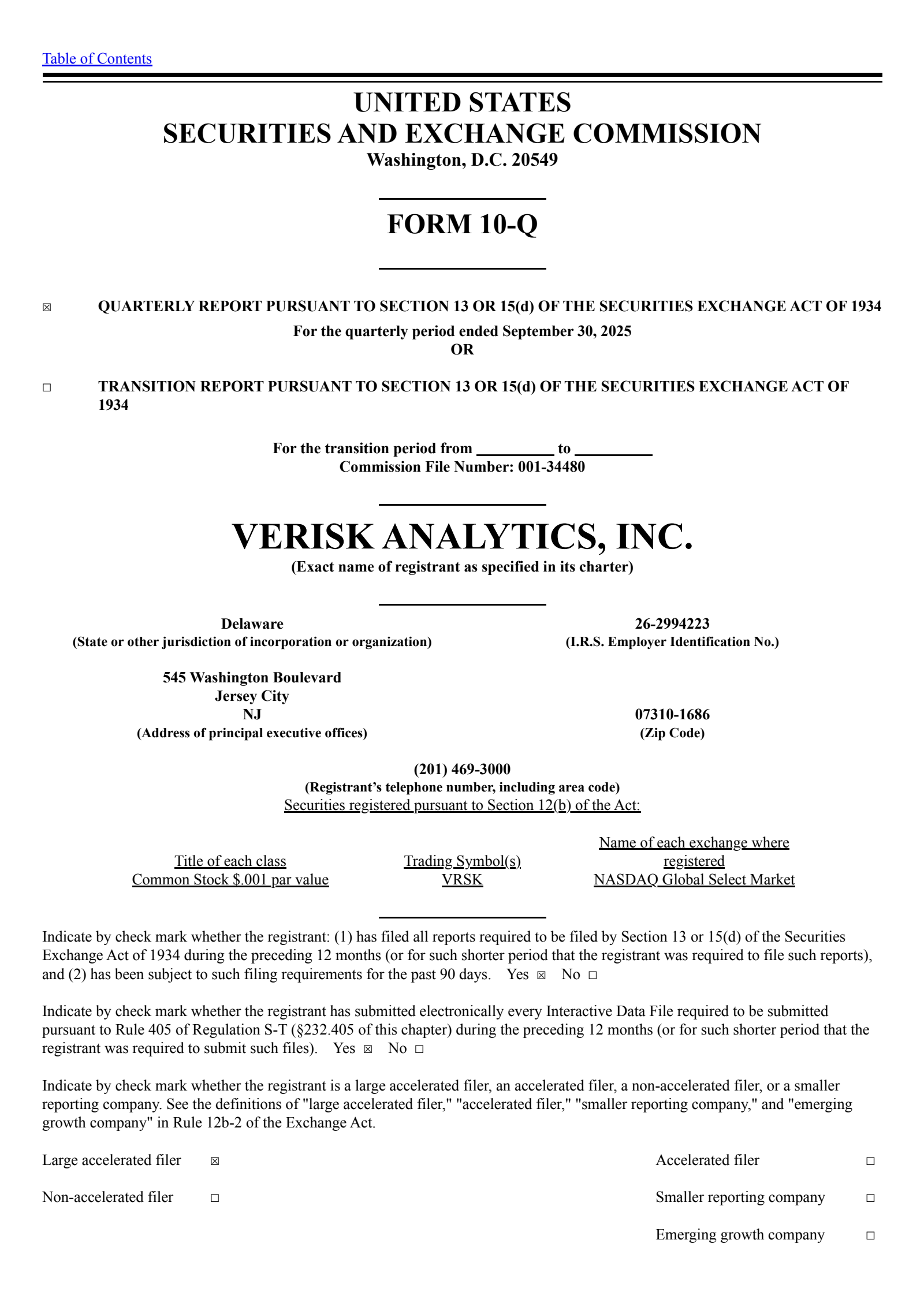 Verisk Analytics' Q3 2025 Quarterly Report
