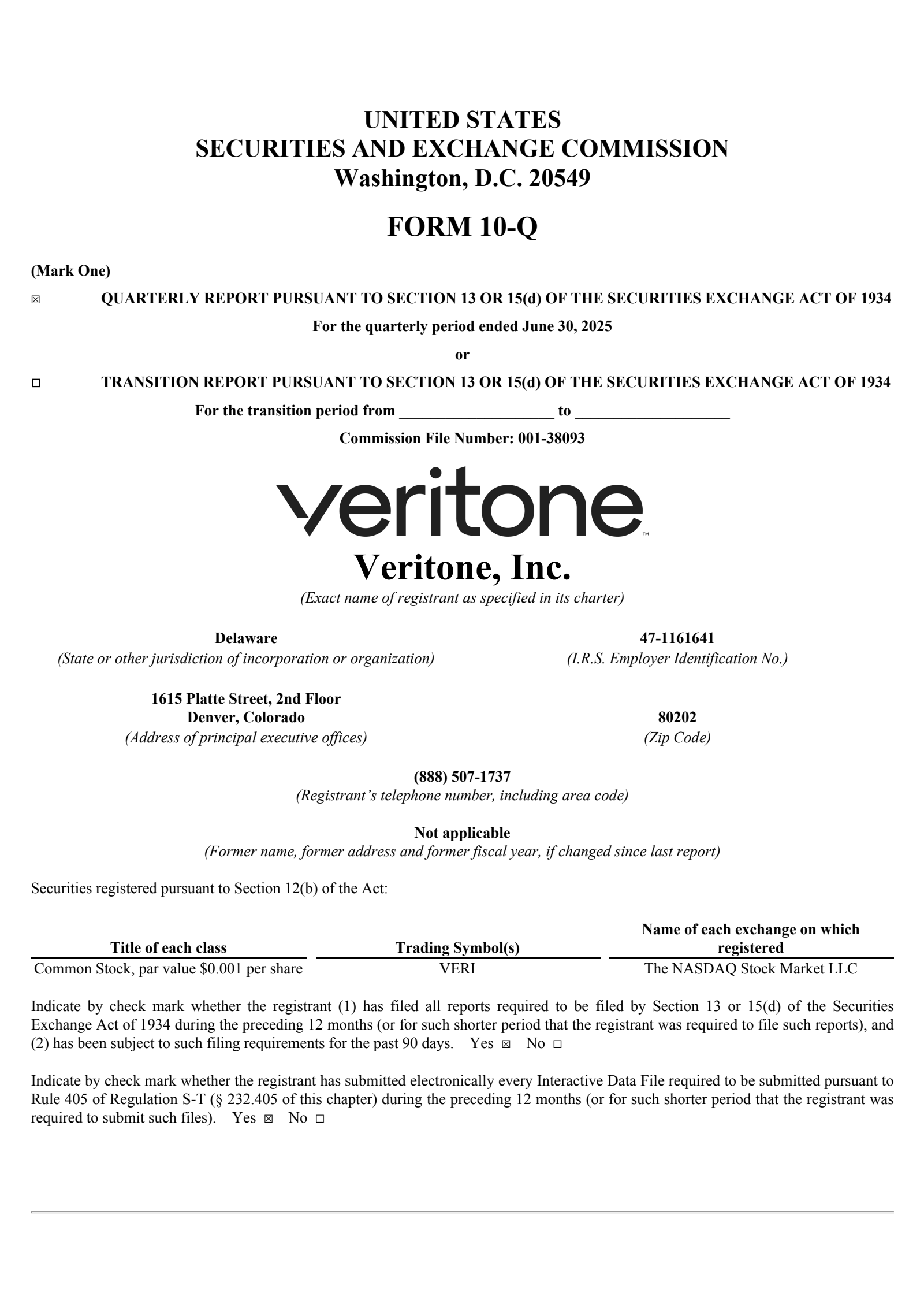 Veritone's Q2 2025 Quarterly report