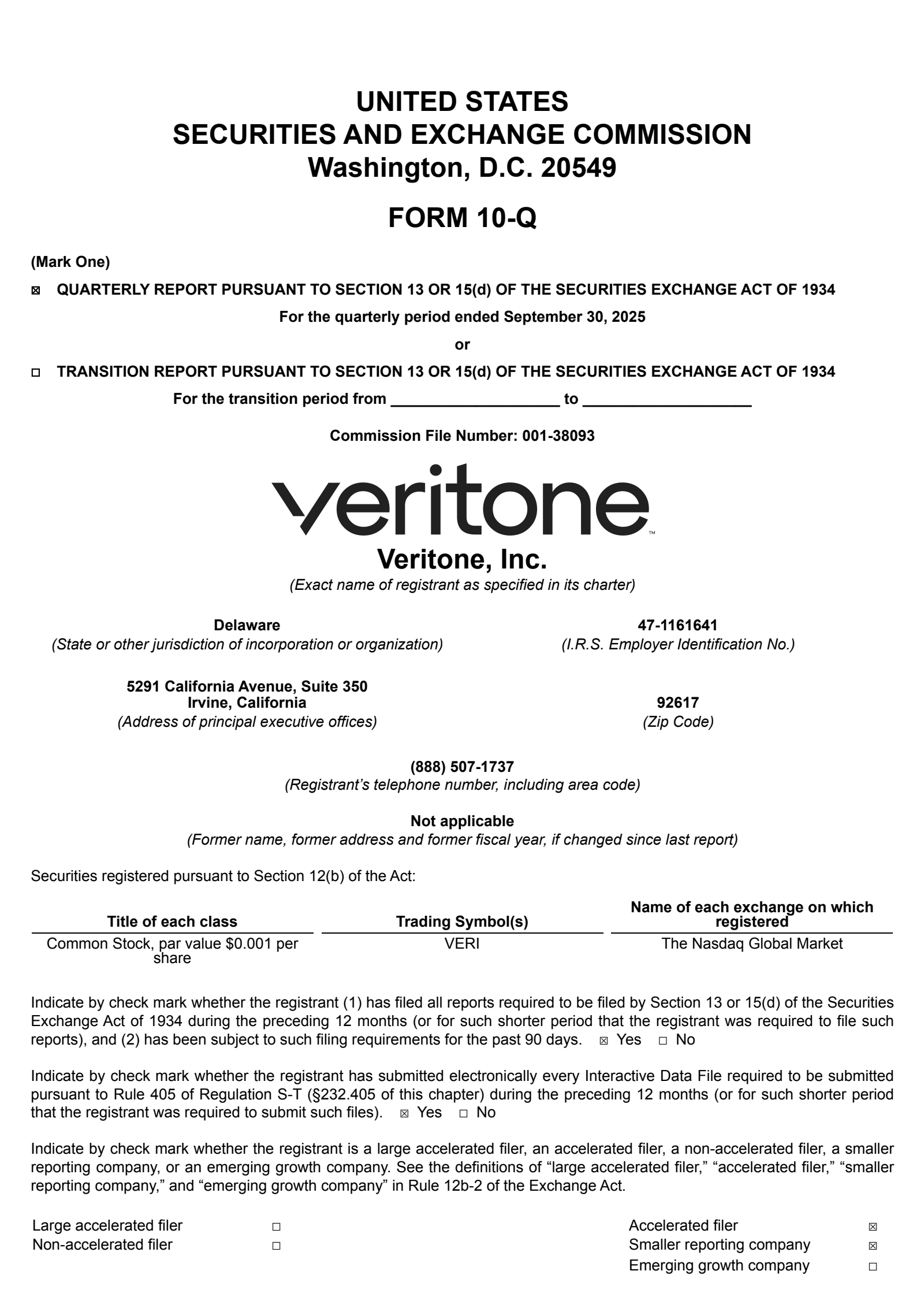 Veritone's Q3 2025 Quarterly Report
