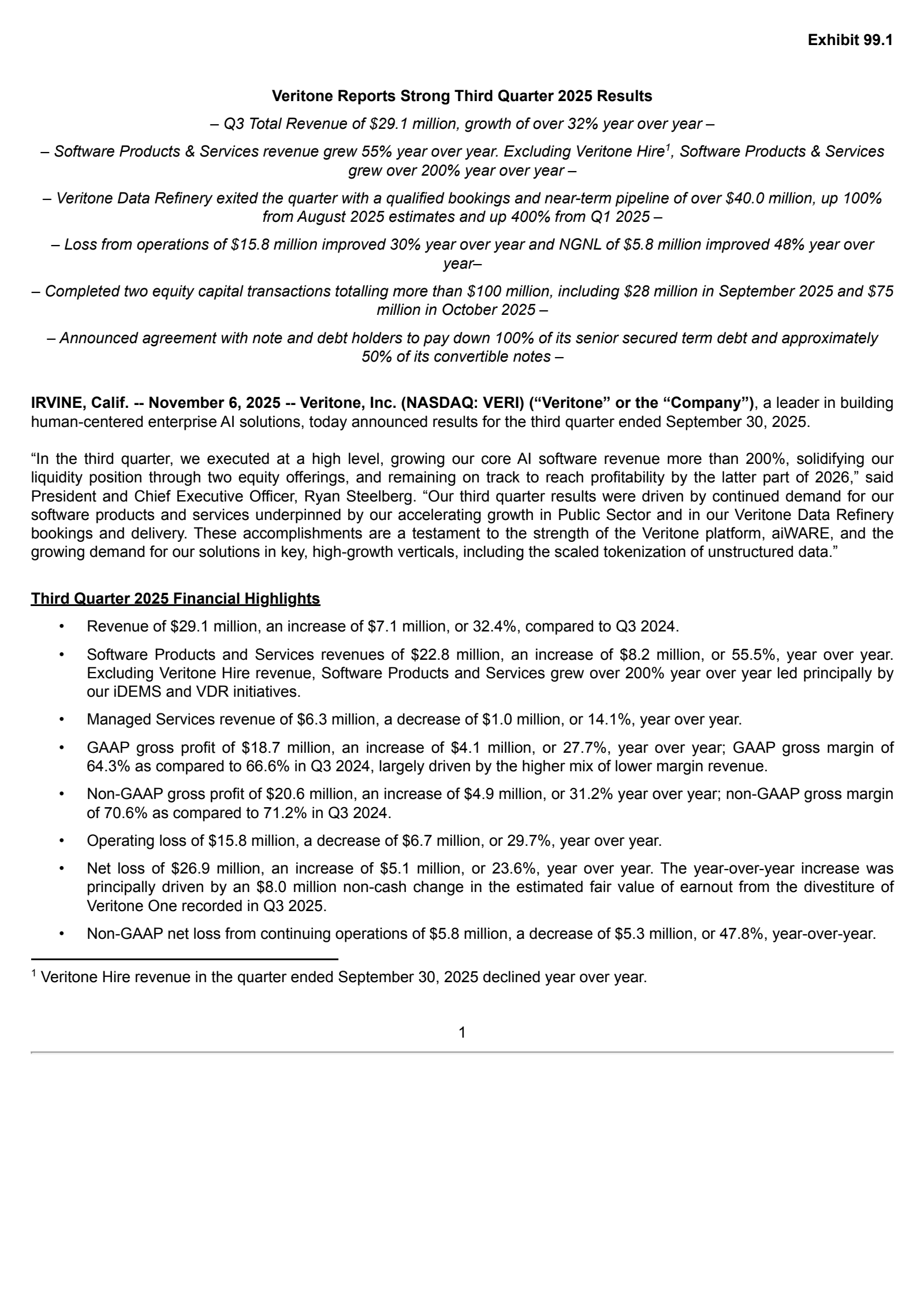 Veritone's Q3 2025 Earnings Release