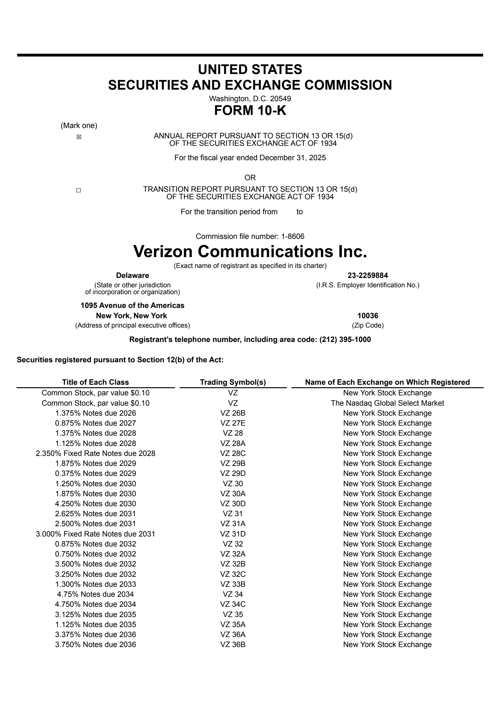 Verizon Communications' Q4 2025 Annual report