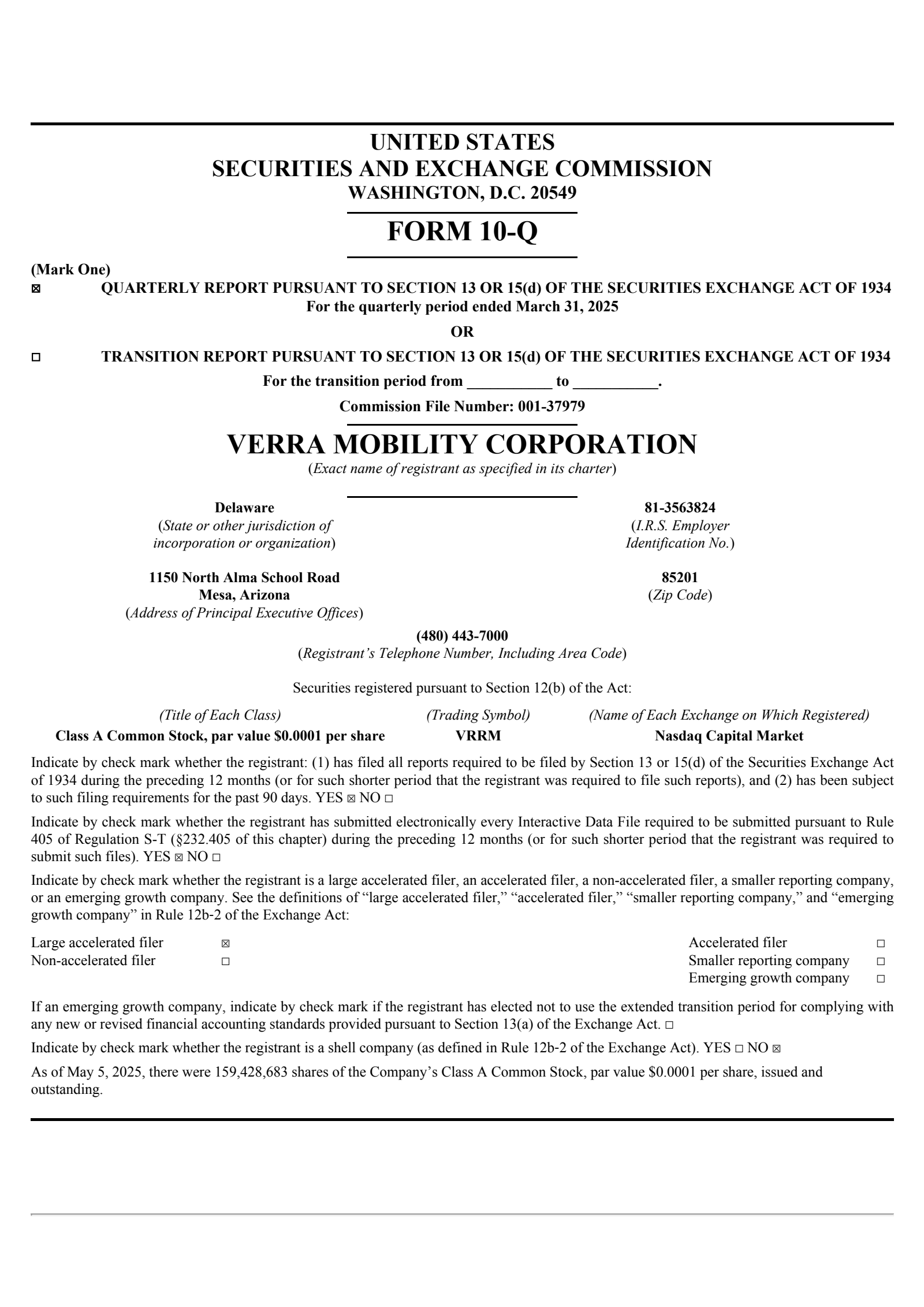 Verra Mobility's Q1 2025 Quarterly report
