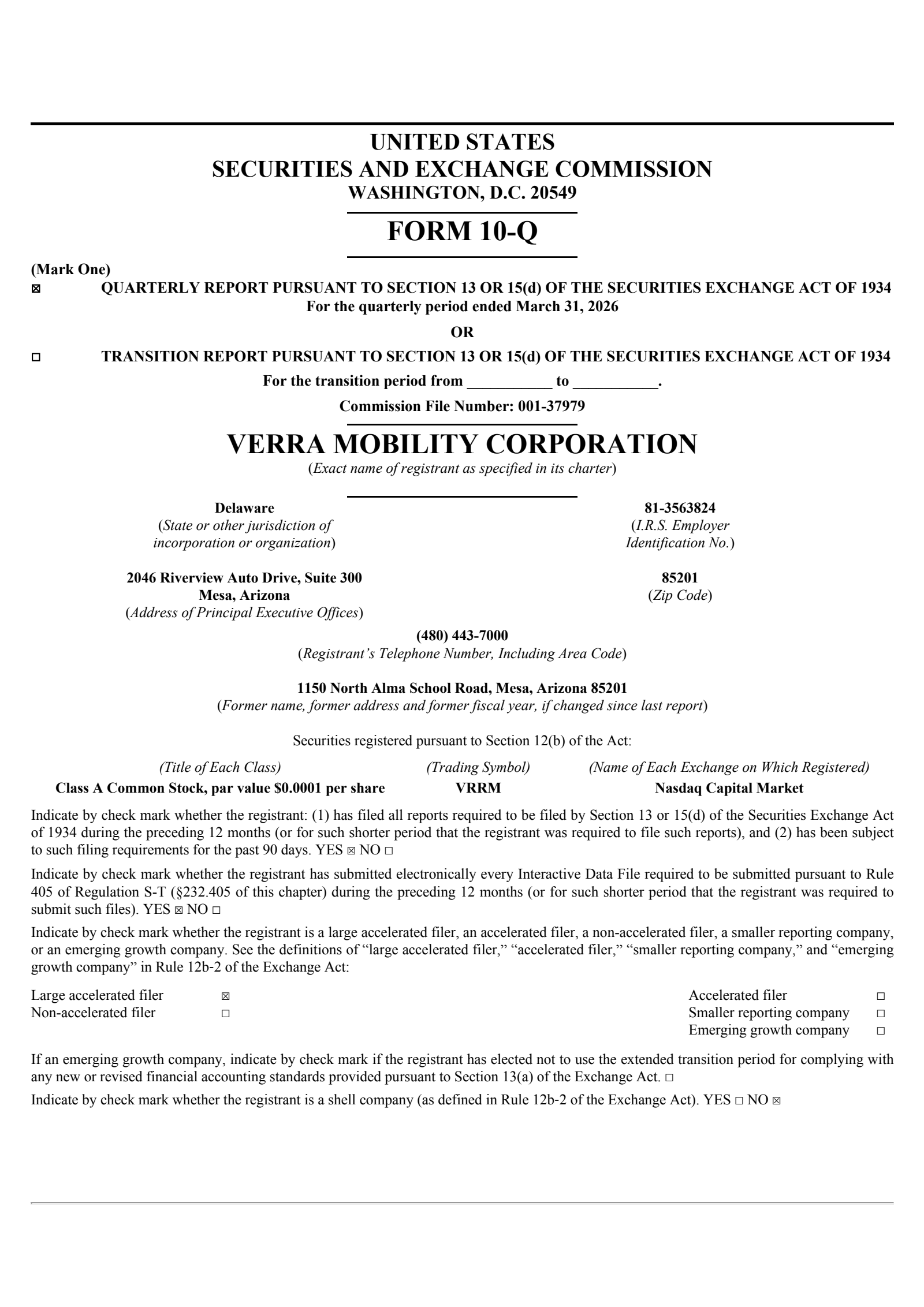 Verra Mobility's Q1 2026 Quarterly report