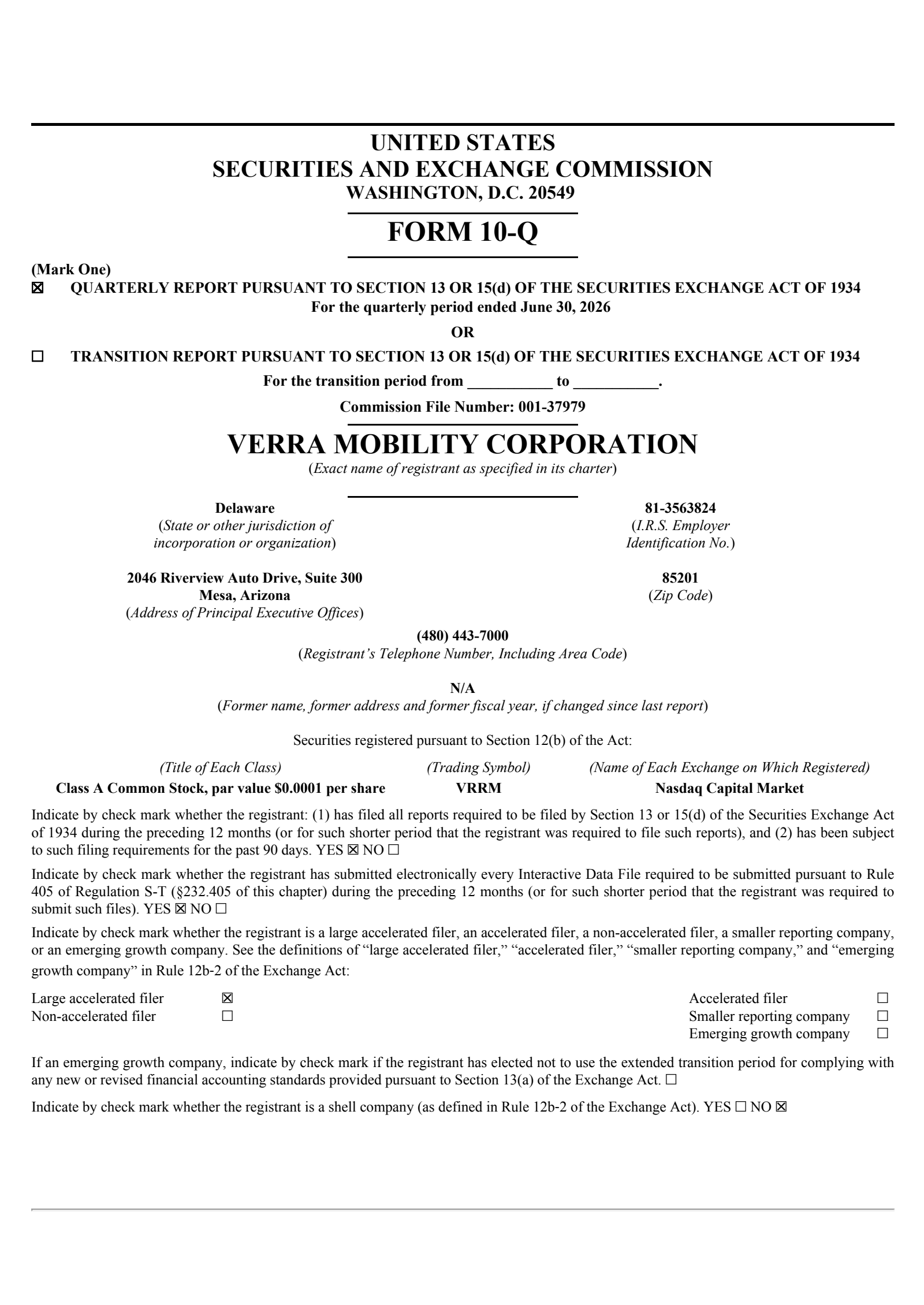 Verra Mobility's Q2 2026 Quarterly report