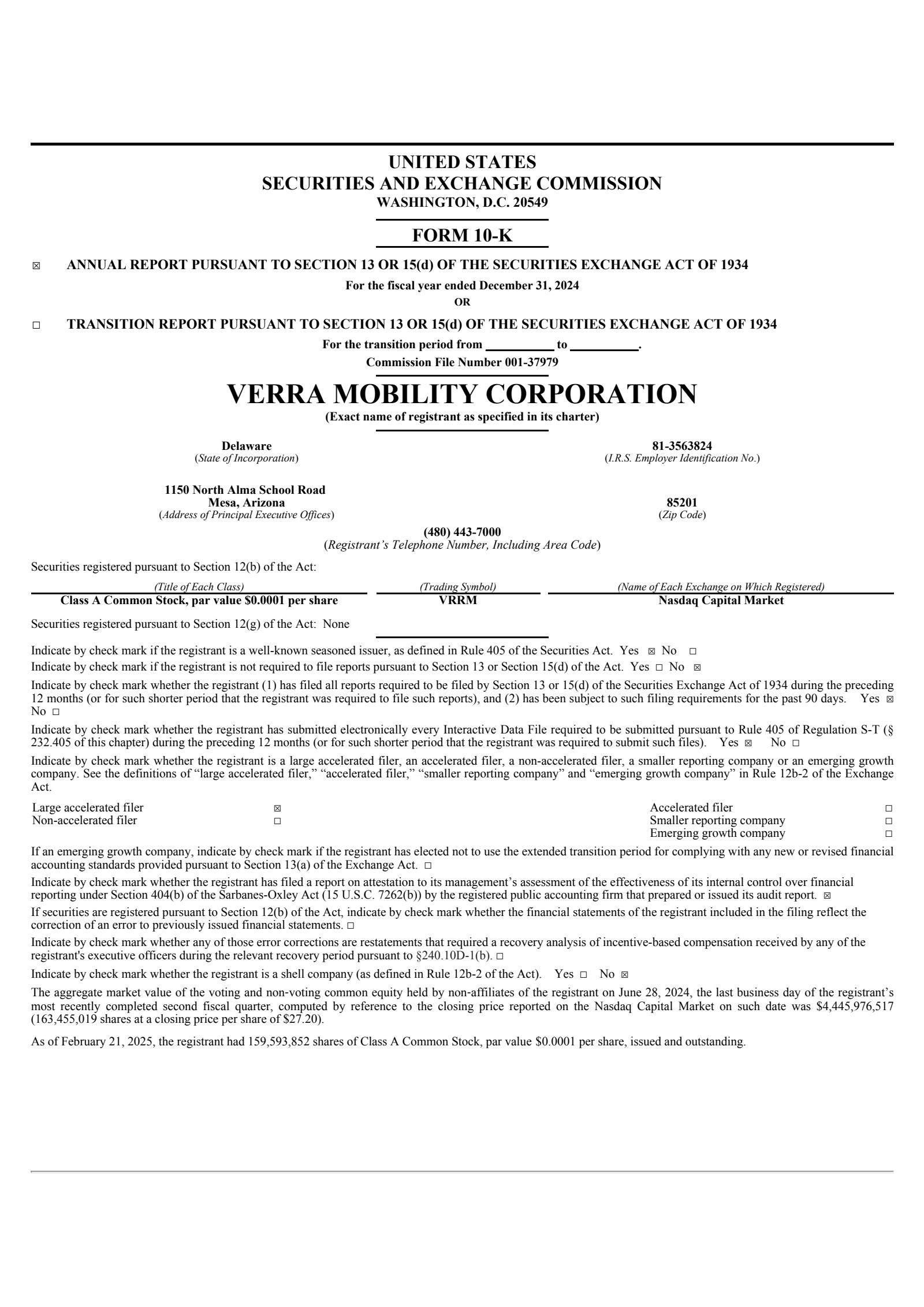 Verra Mobility's Q4 2024 Annual report