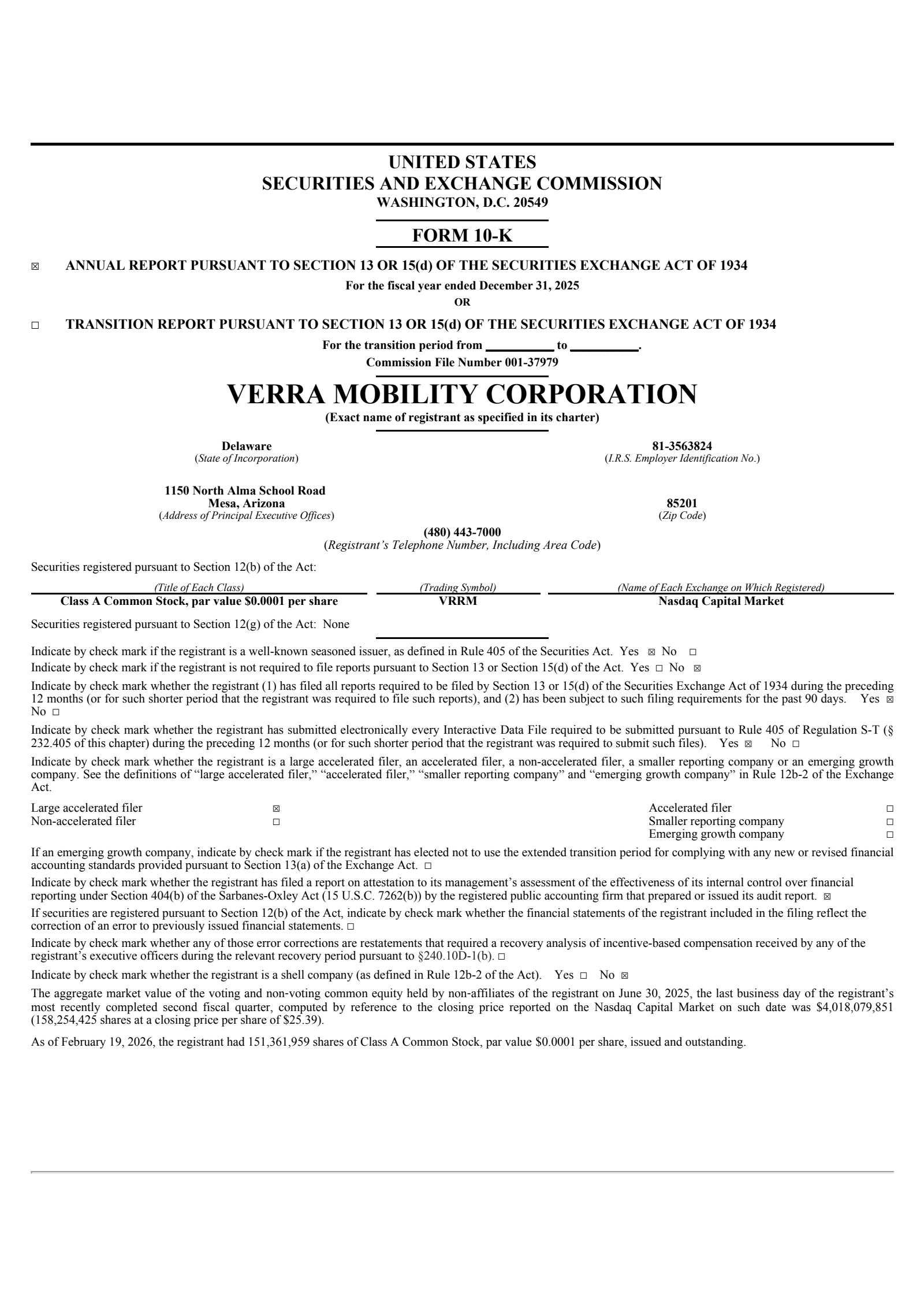 Verra Mobility's Q4 2025 Annual report
