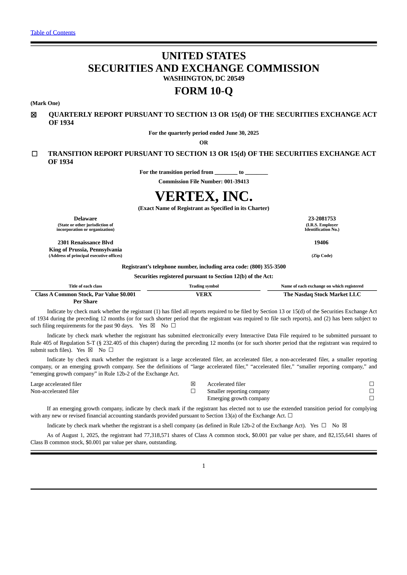 Vertex's Q2 2025 Quarterly report