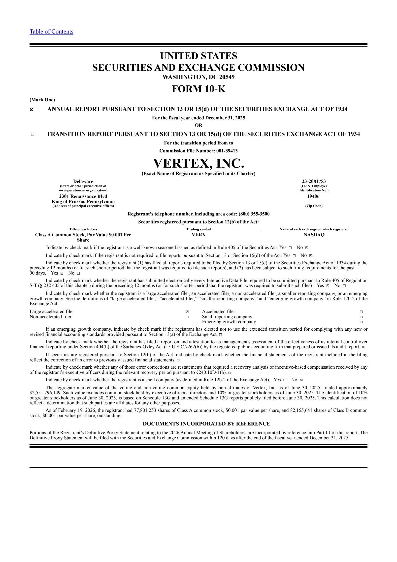 Vertex's Q4 2025 Annual report