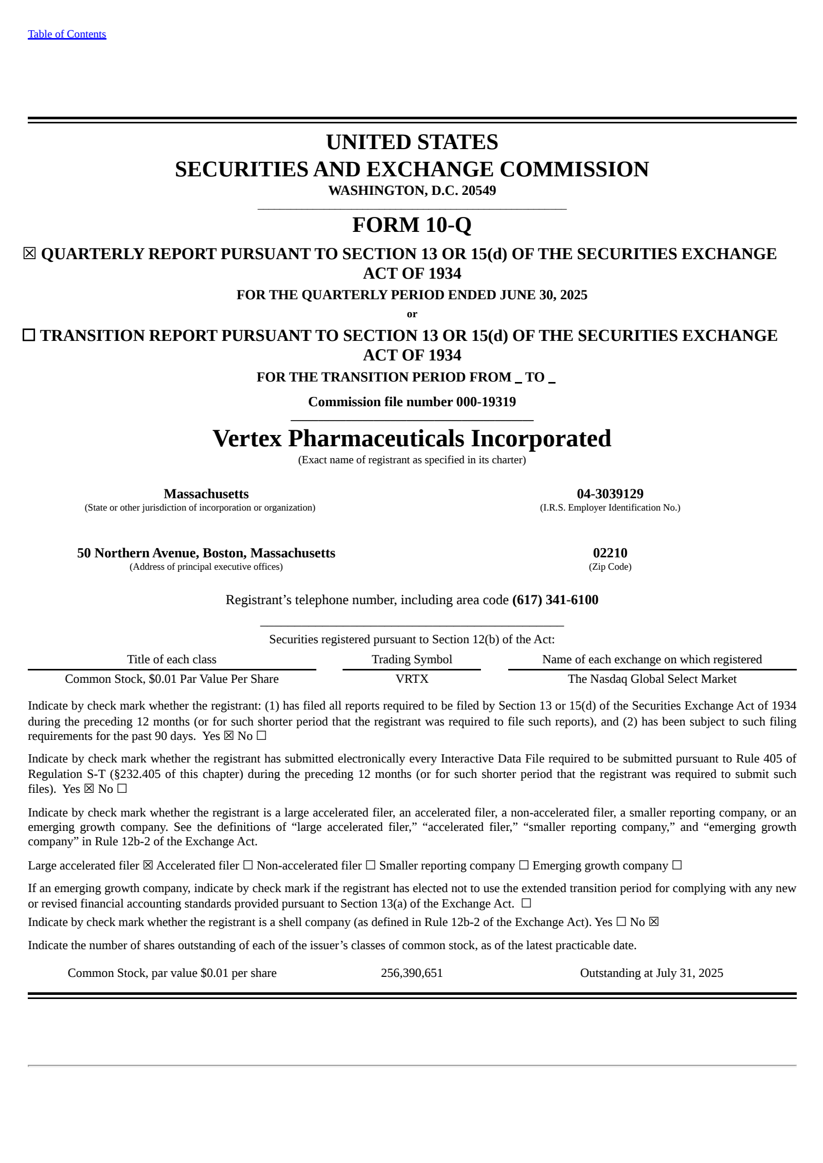 Vertex Pharmaceuticals' Q2 2025 Quarterly report