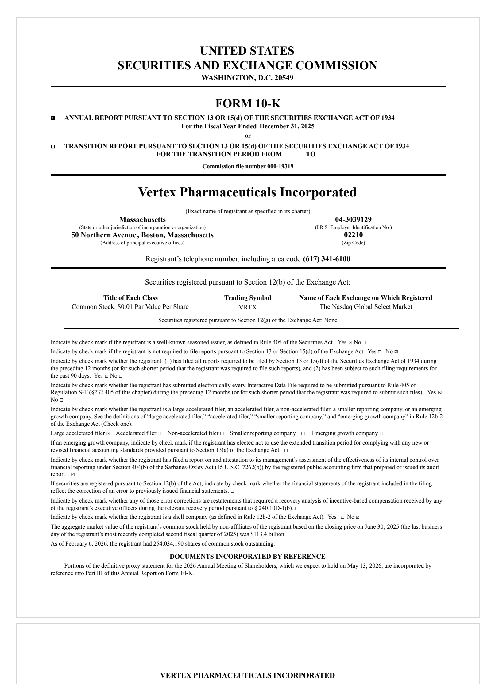 Vertex Pharmaceuticals' Q4 2025 Annual report