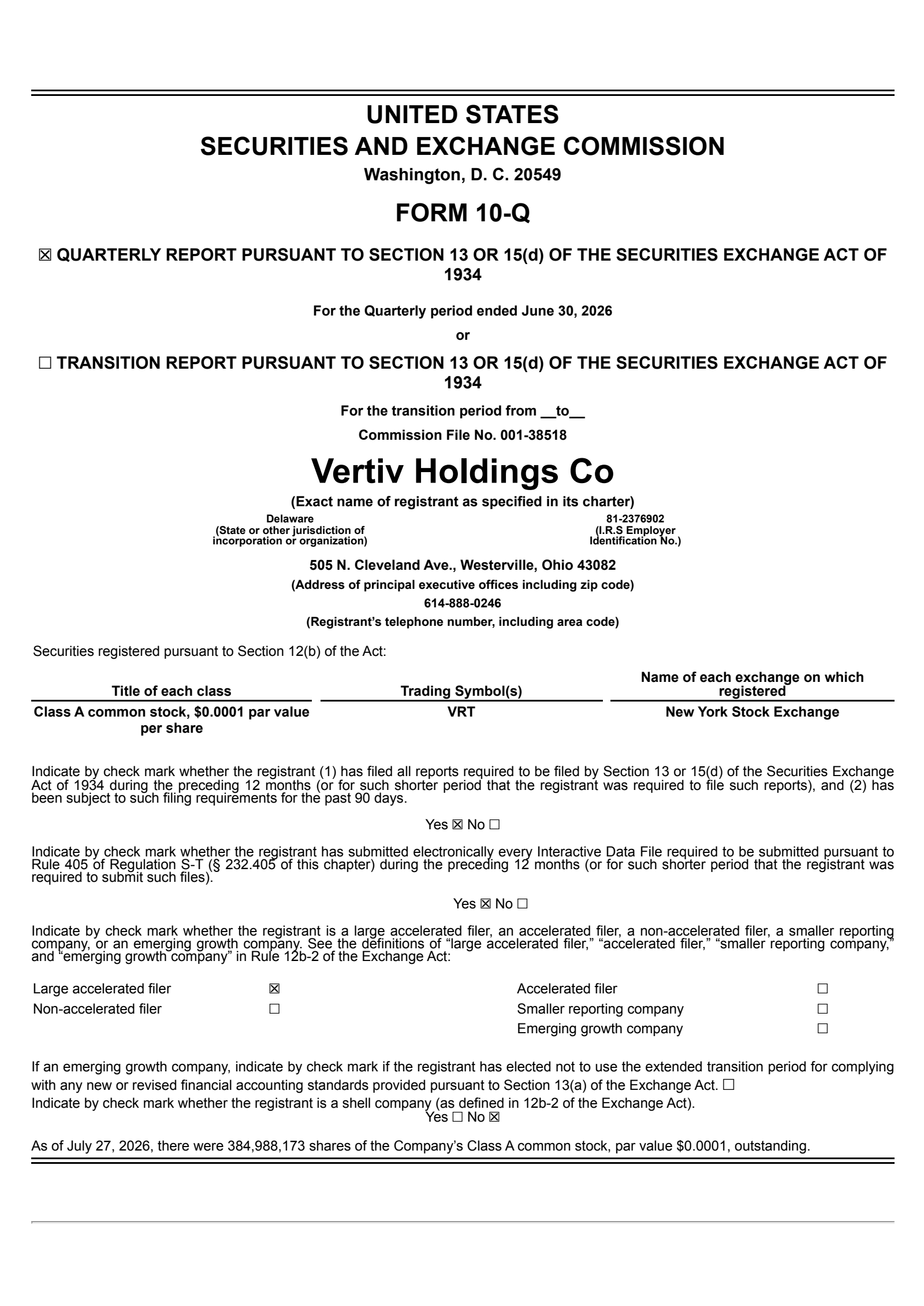 Vertiv's Q2 2026 Quarterly report