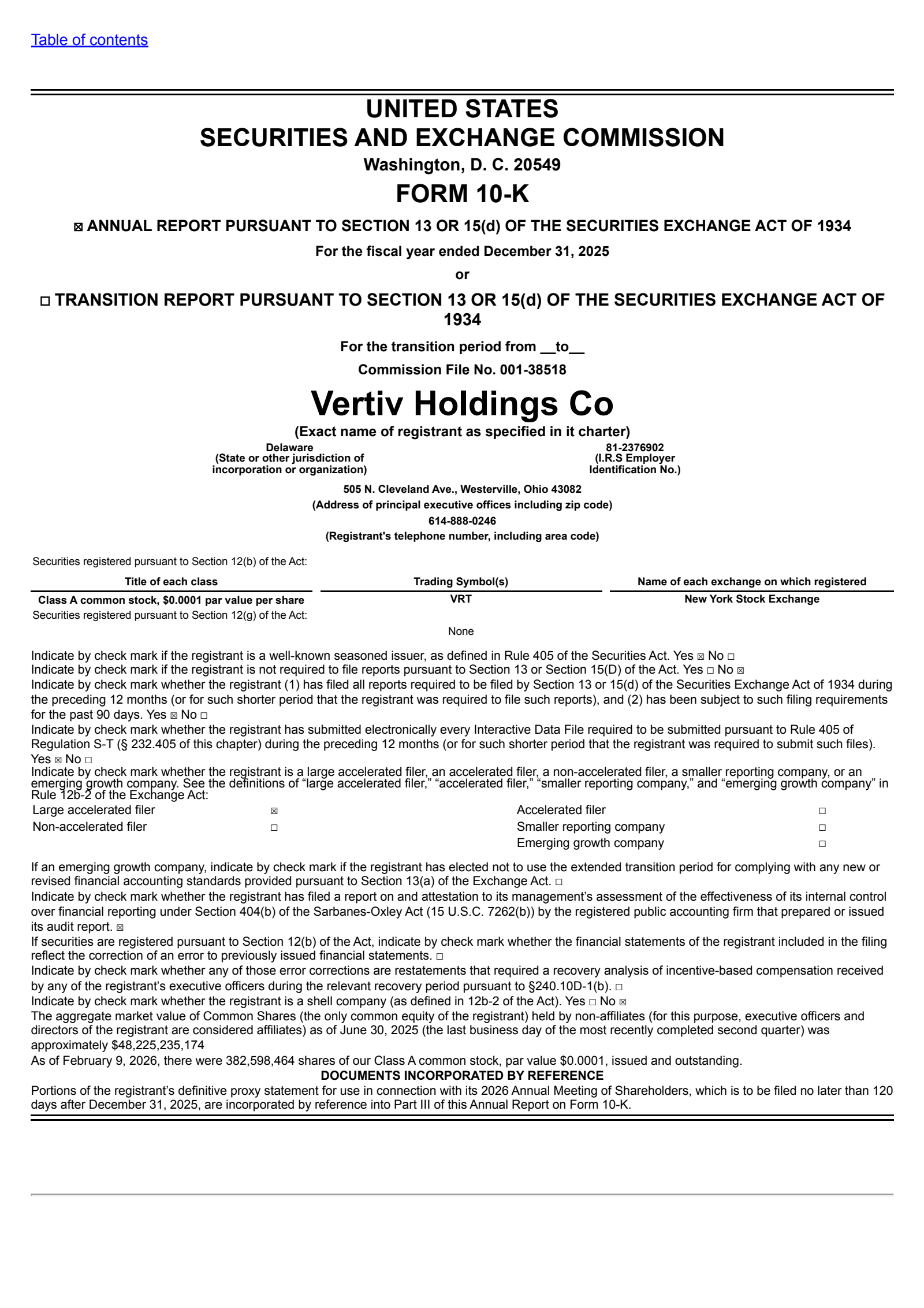 Vertiv's Q4 2025 Annual report