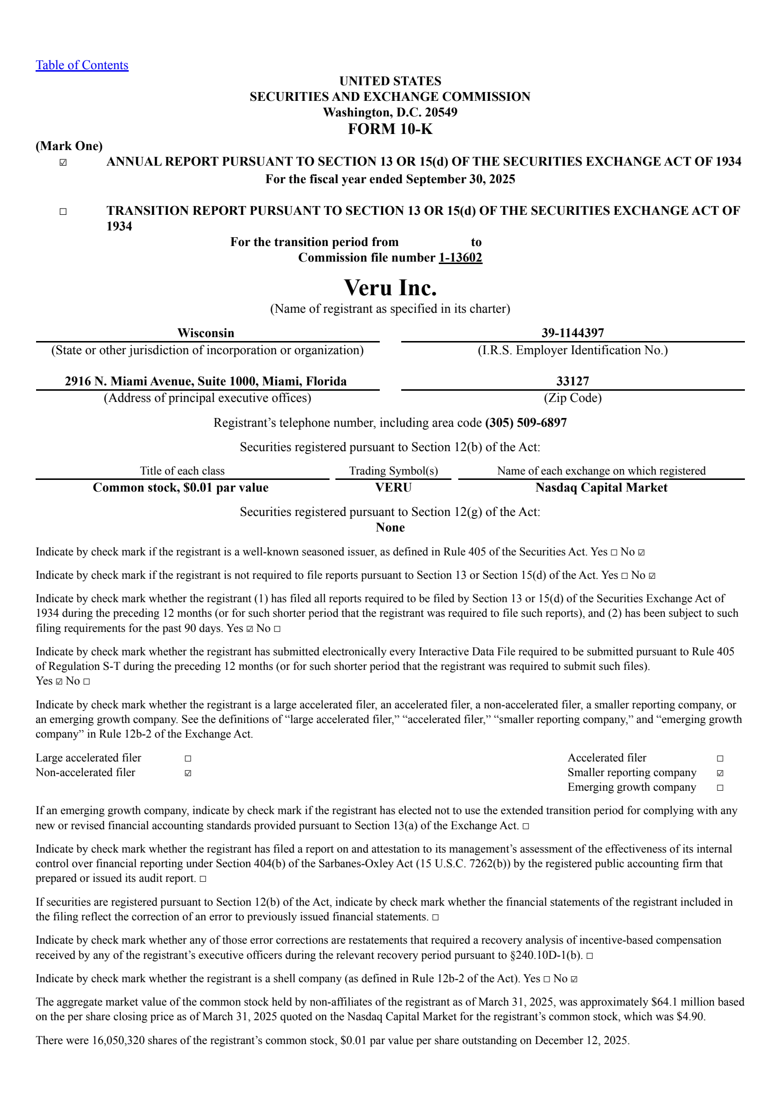 Veru's Q4 2025 Annual Report