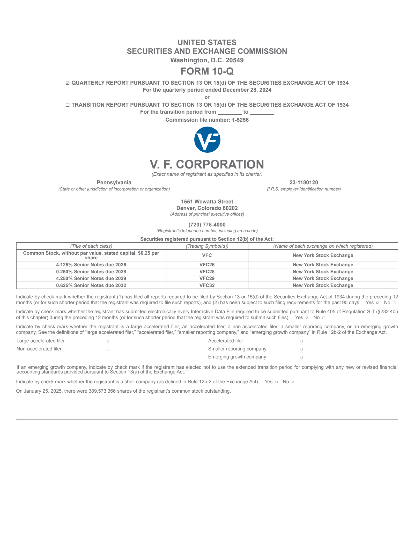 V.F.'s Q3 2025 Quarterly Report