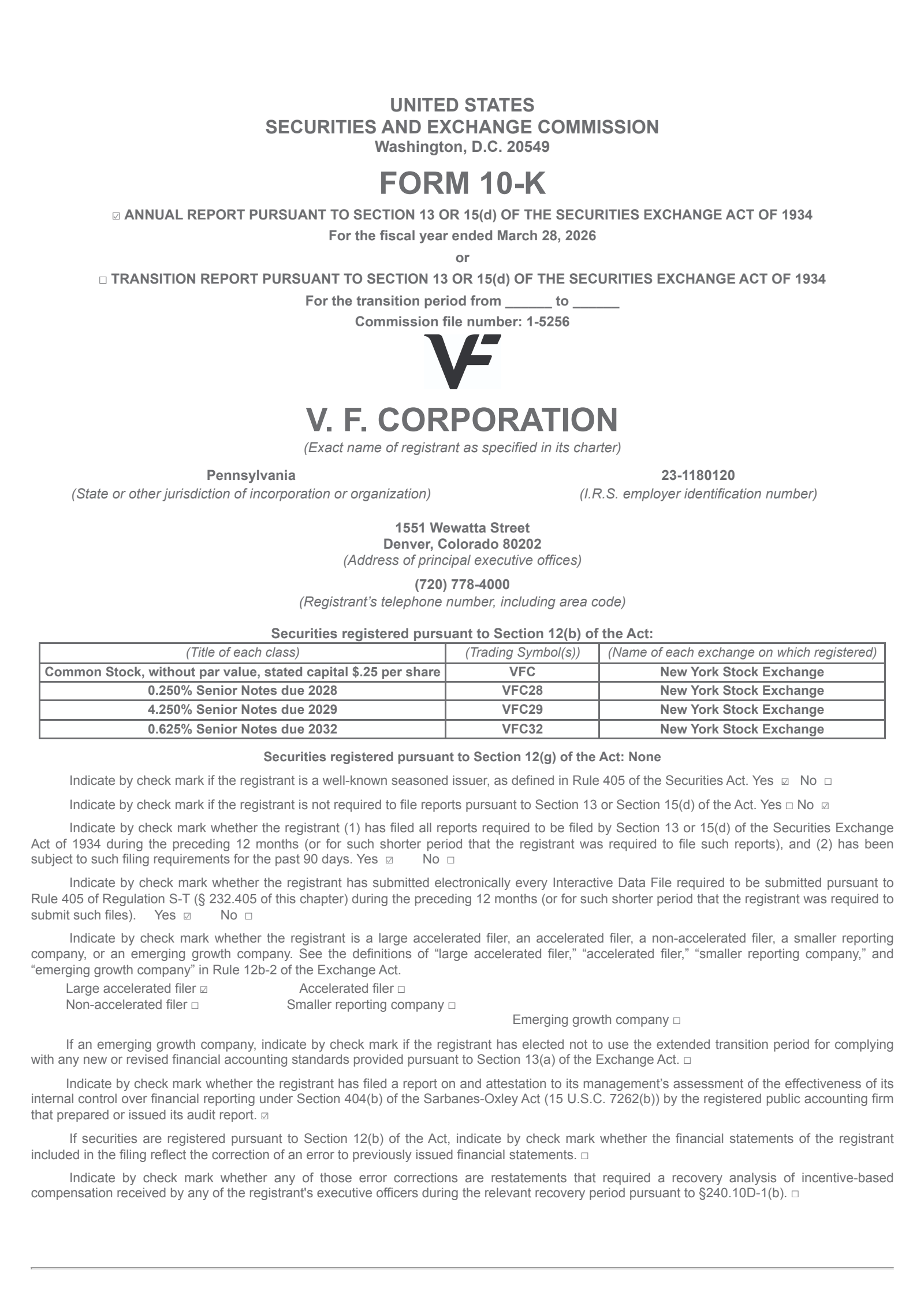 V.F.'s Q4 2026 Annual report