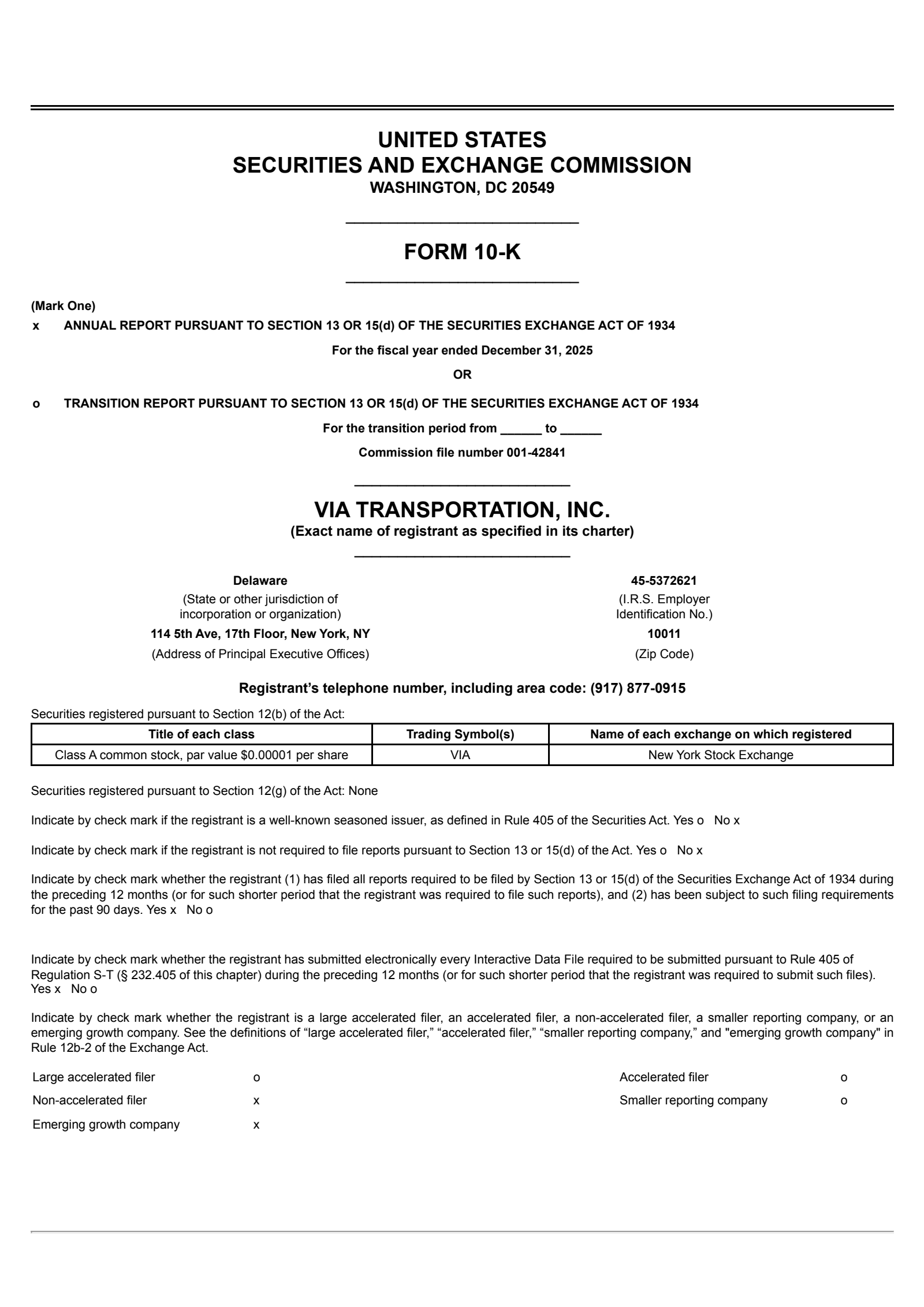 Via Transportation's Q4 2025 Annual report