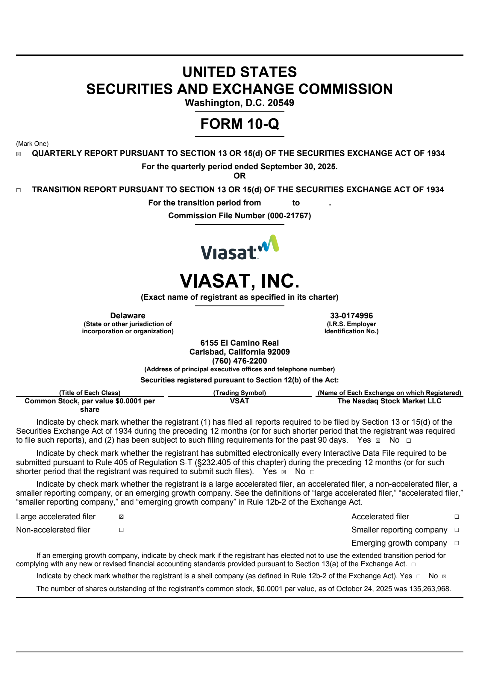 Viasat's Q2 2026 Quarterly Report