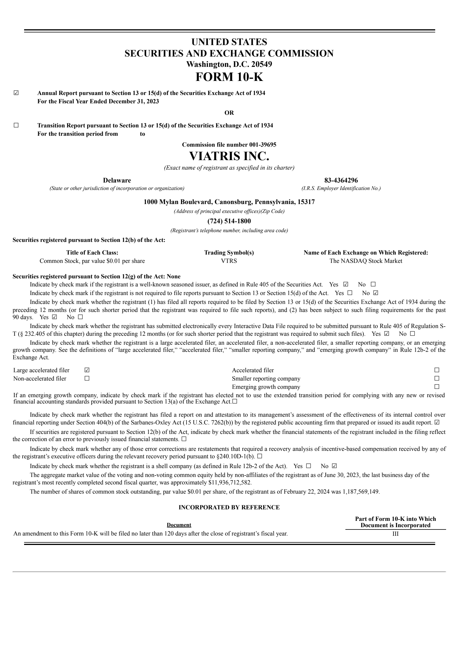 Viatris' Q4 2023 Annual report